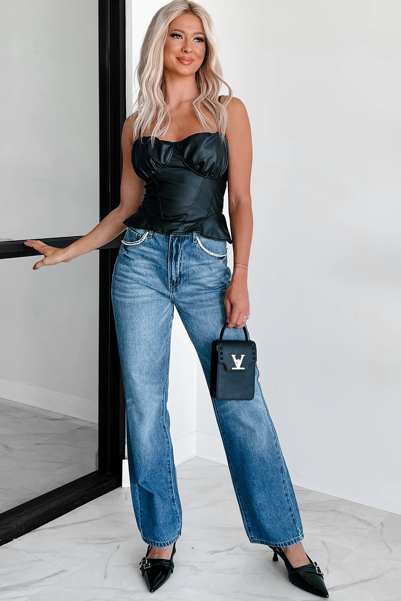 Danson Rhinestone Embellished Cello Dad Jeans (Dark) - Image 14