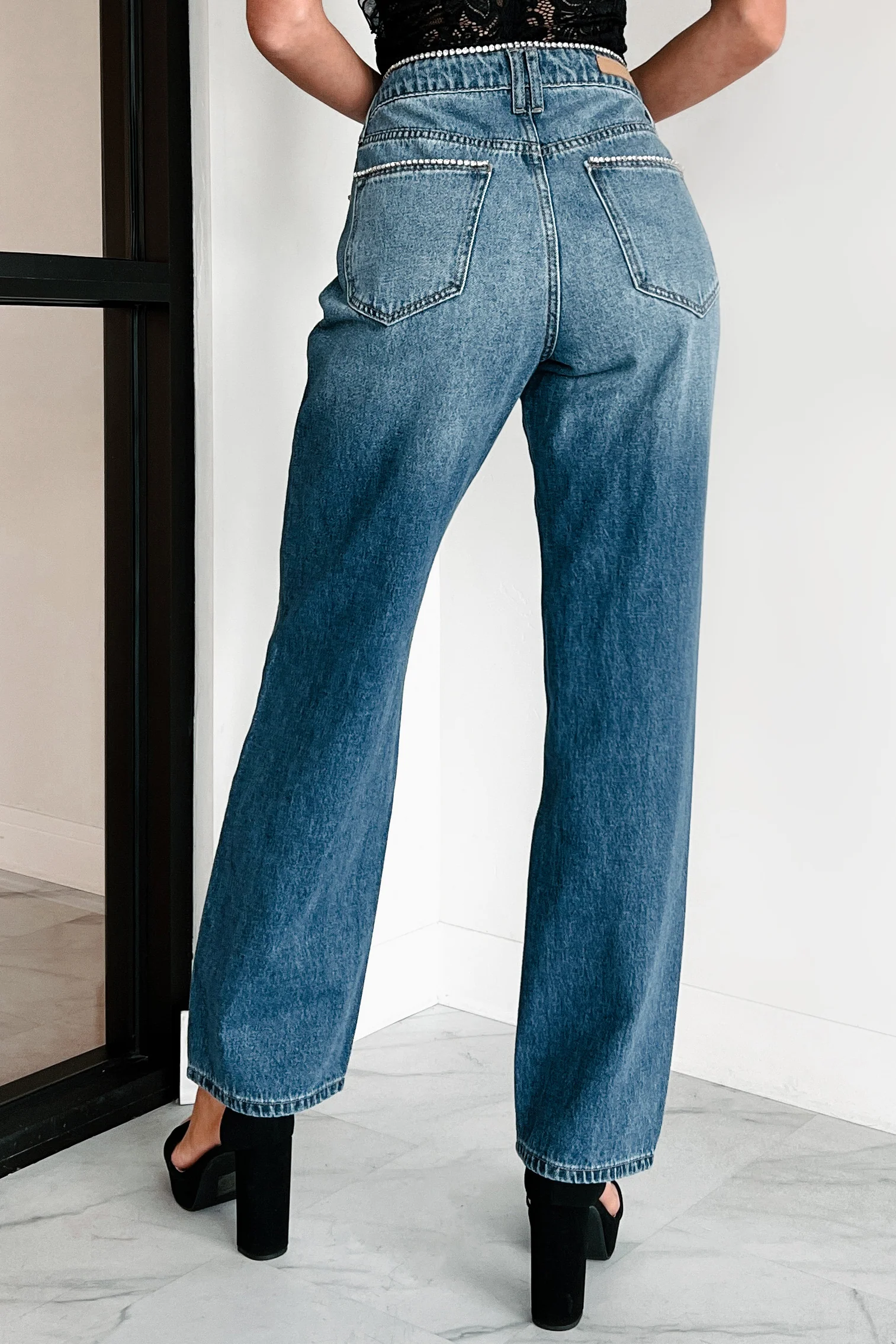 Danson Rhinestone Embellished Cello Dad Jeans (Dark) - Image 15