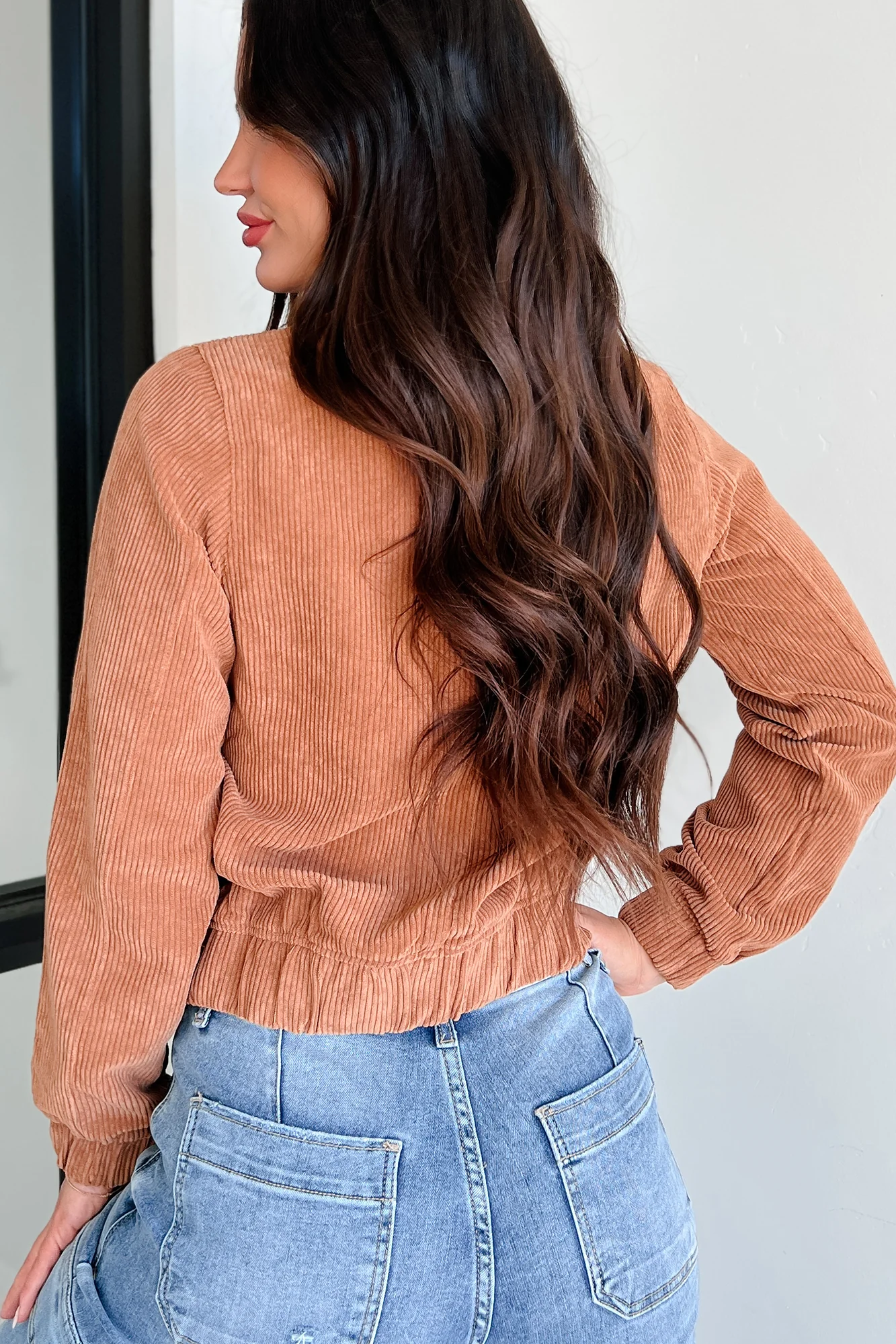 Dare To Dream Corduroy Bomber Jacket (Cognac) - Image 6