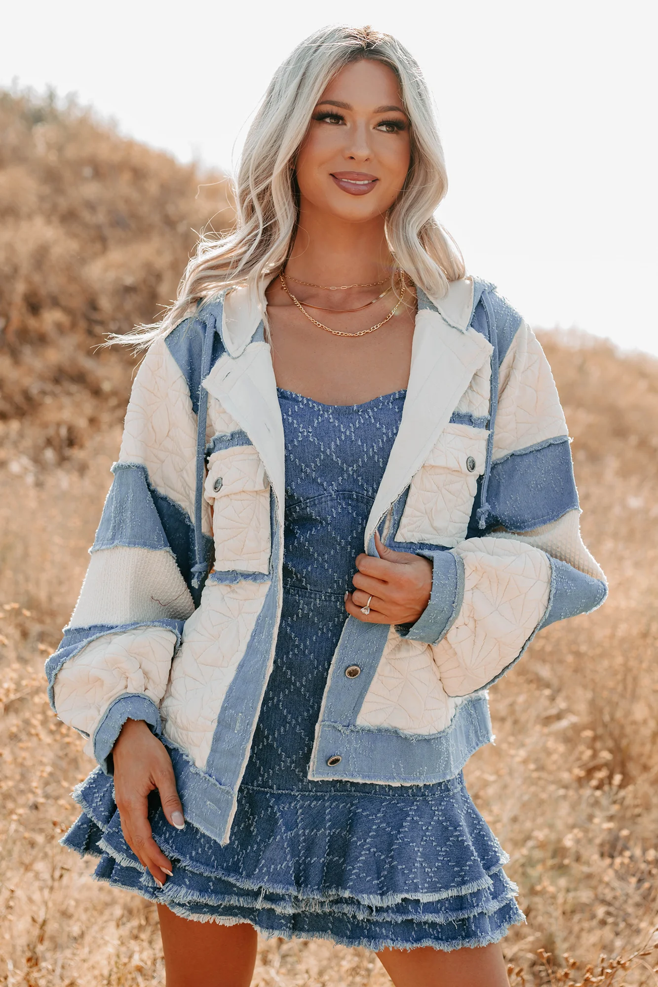 Daydream Date Frayed Quilted POL Jacket (Cream/Multi) - Image 3