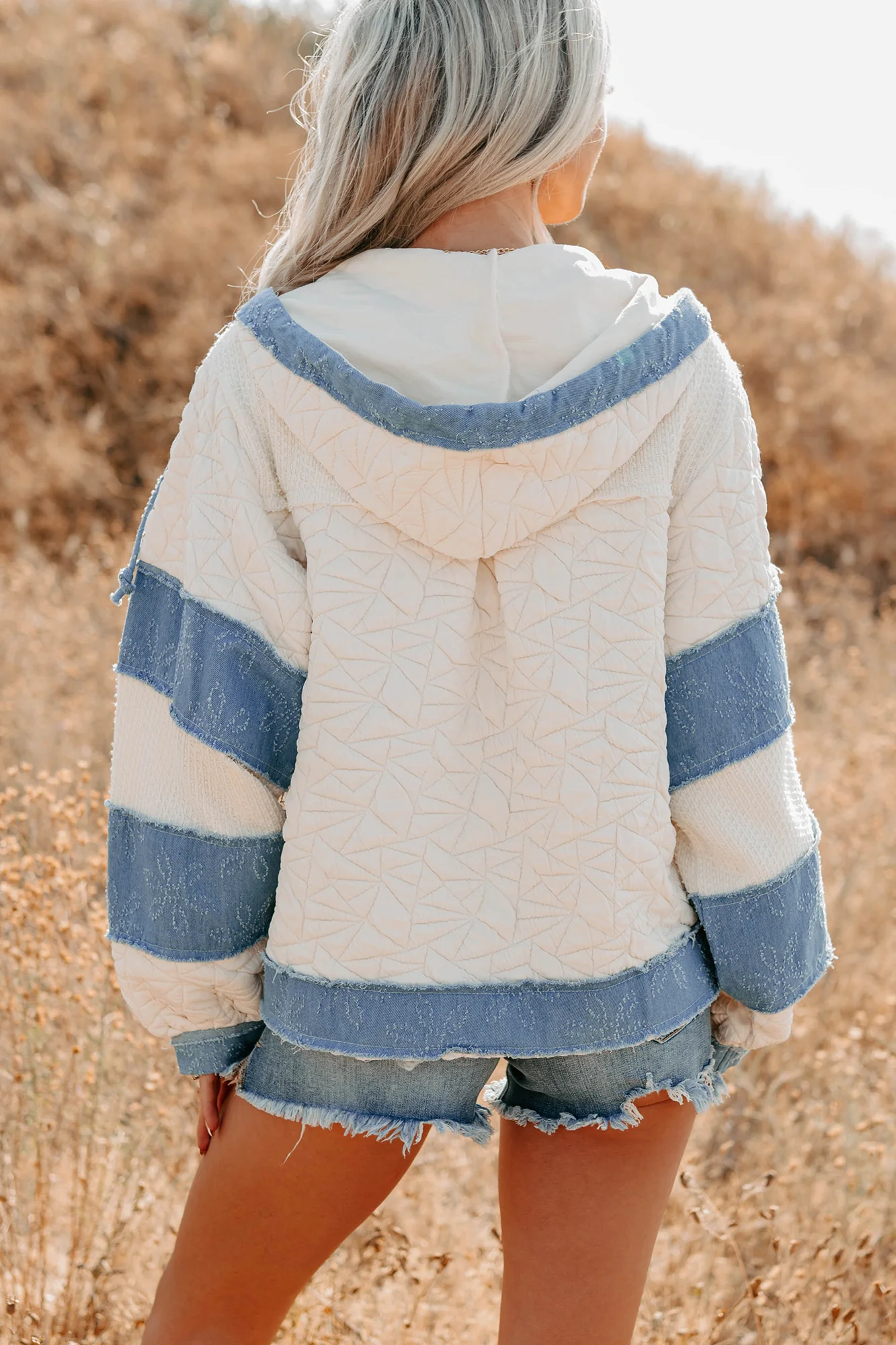 Daydream Date Frayed Quilted POL Jacket (Cream/Multi) - Image 4