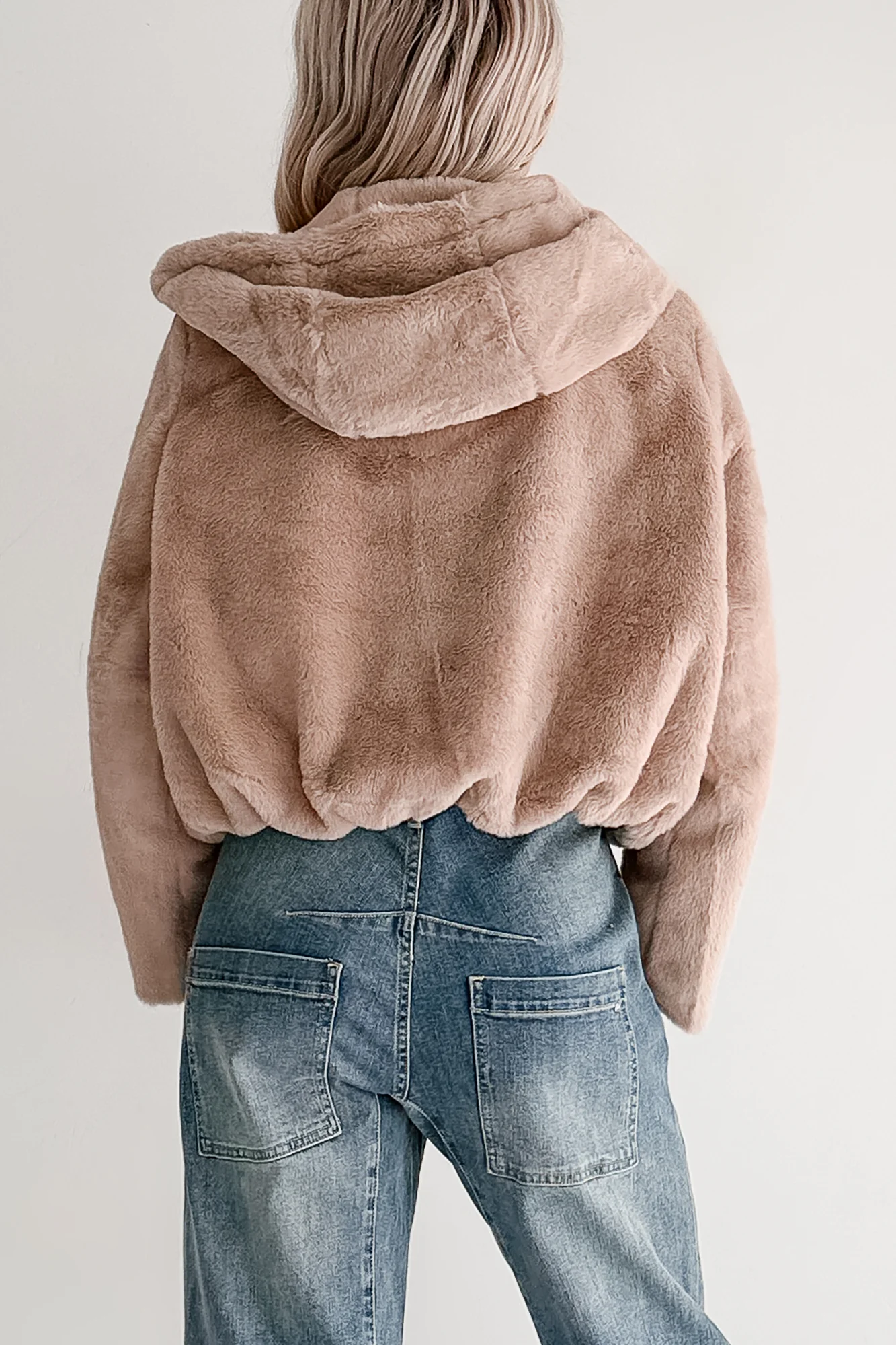 Daydream Girl Faux Fur Hooded Crop Jacket (Coco) - Image 3