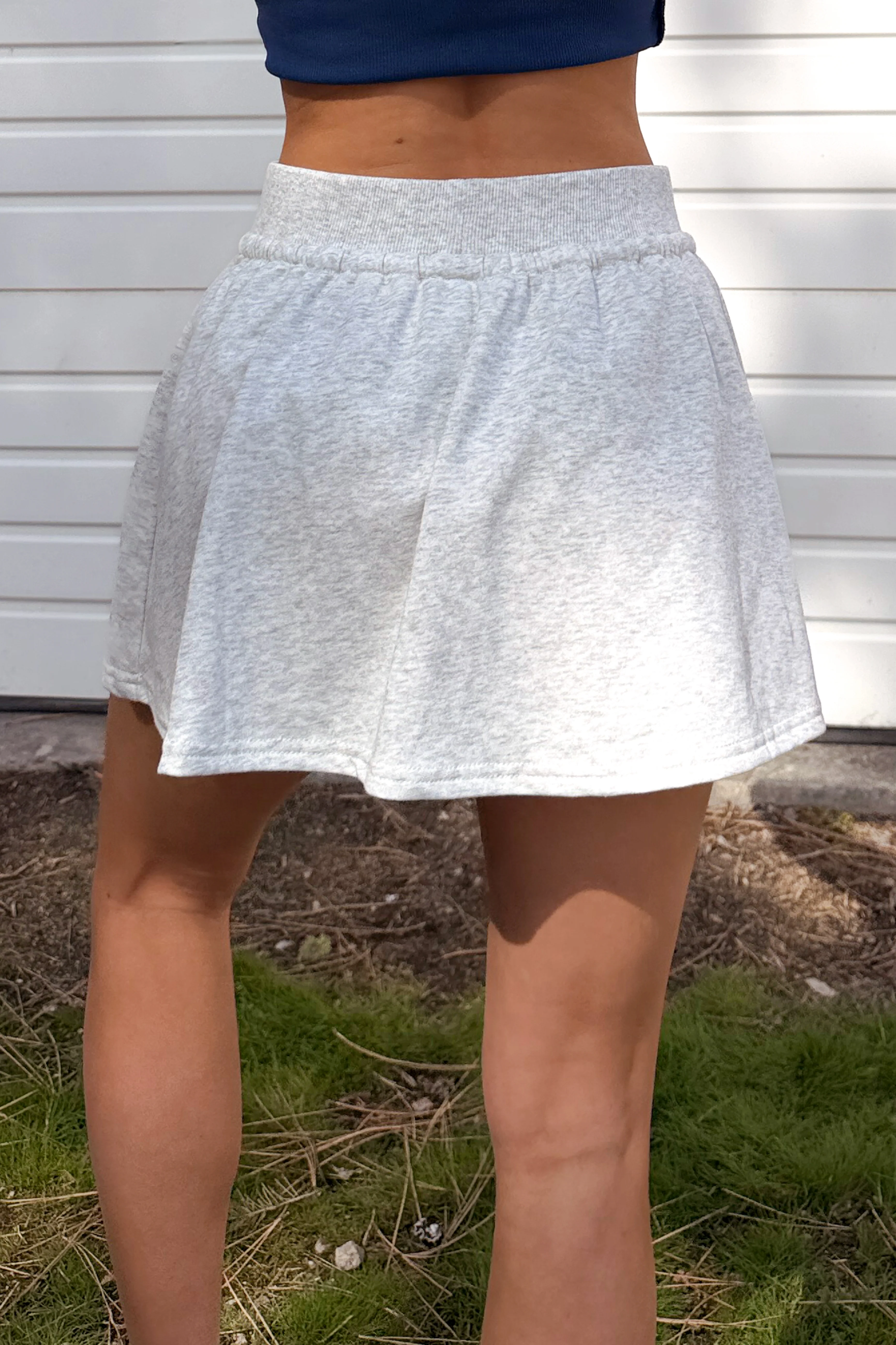 Daylight Dash Crop Top And Skort Set (White Melange) - Image 7