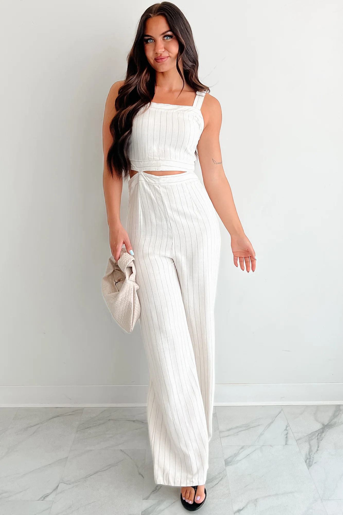 Days Like This Striped Cut-Out Jumpsuit (Oatmeal) - Image 5