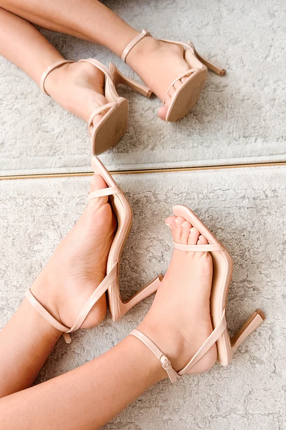 Deal With Me Ankle Strap High Heels (Nude) - Image 5