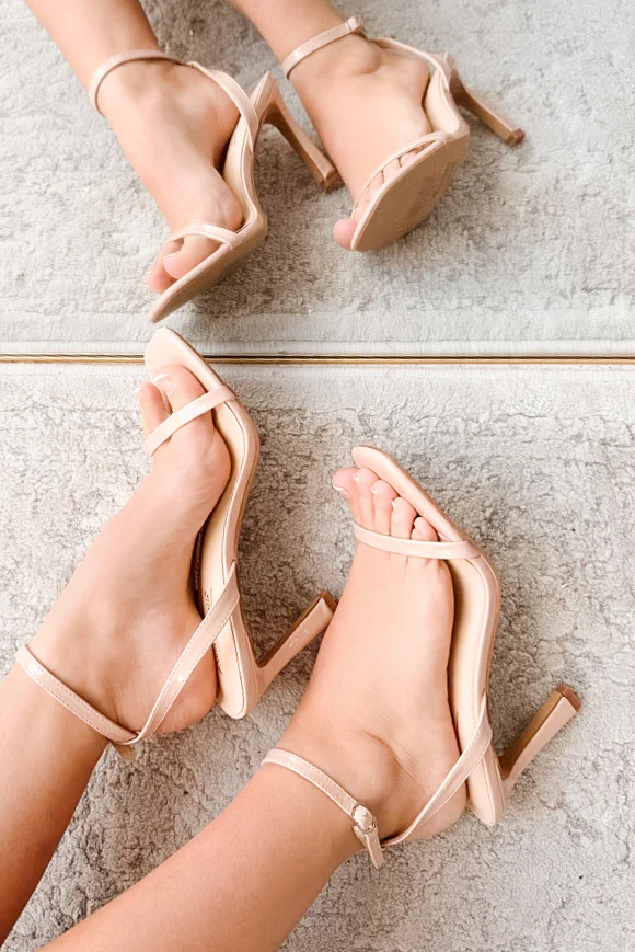 Deal With Me Ankle Strap High Heels (Nude) - Image 6