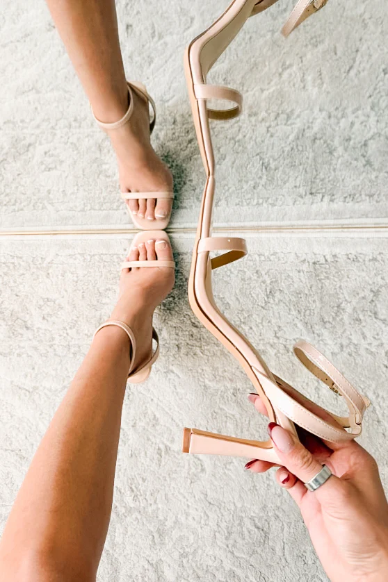 Deal With Me Ankle Strap High Heels (Nude) - Image 7