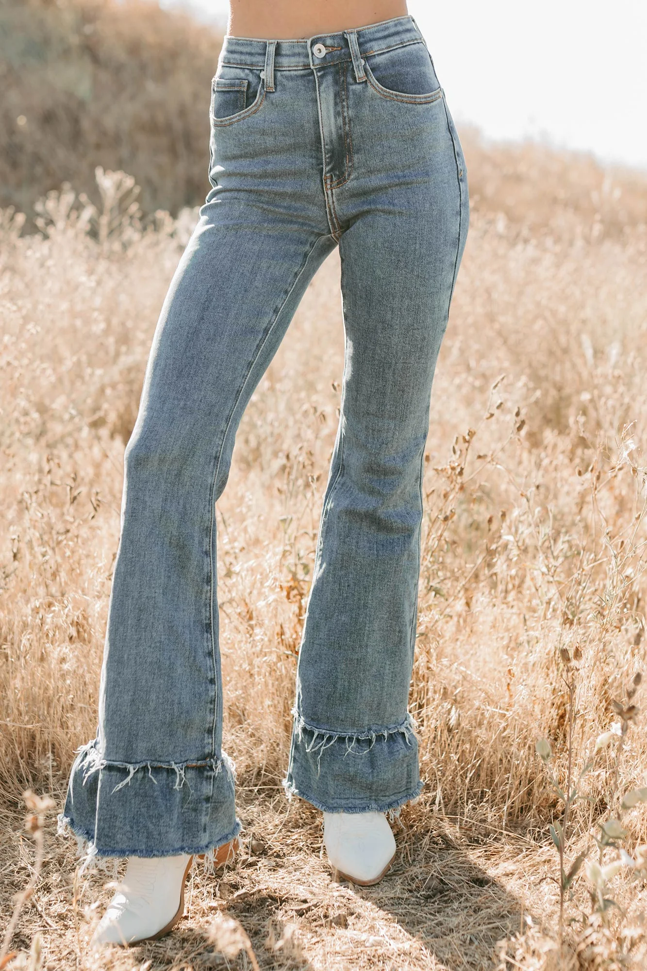 Deborah Tummy Control Ruffle Flare Special A Jeans (Dark) - Image 6