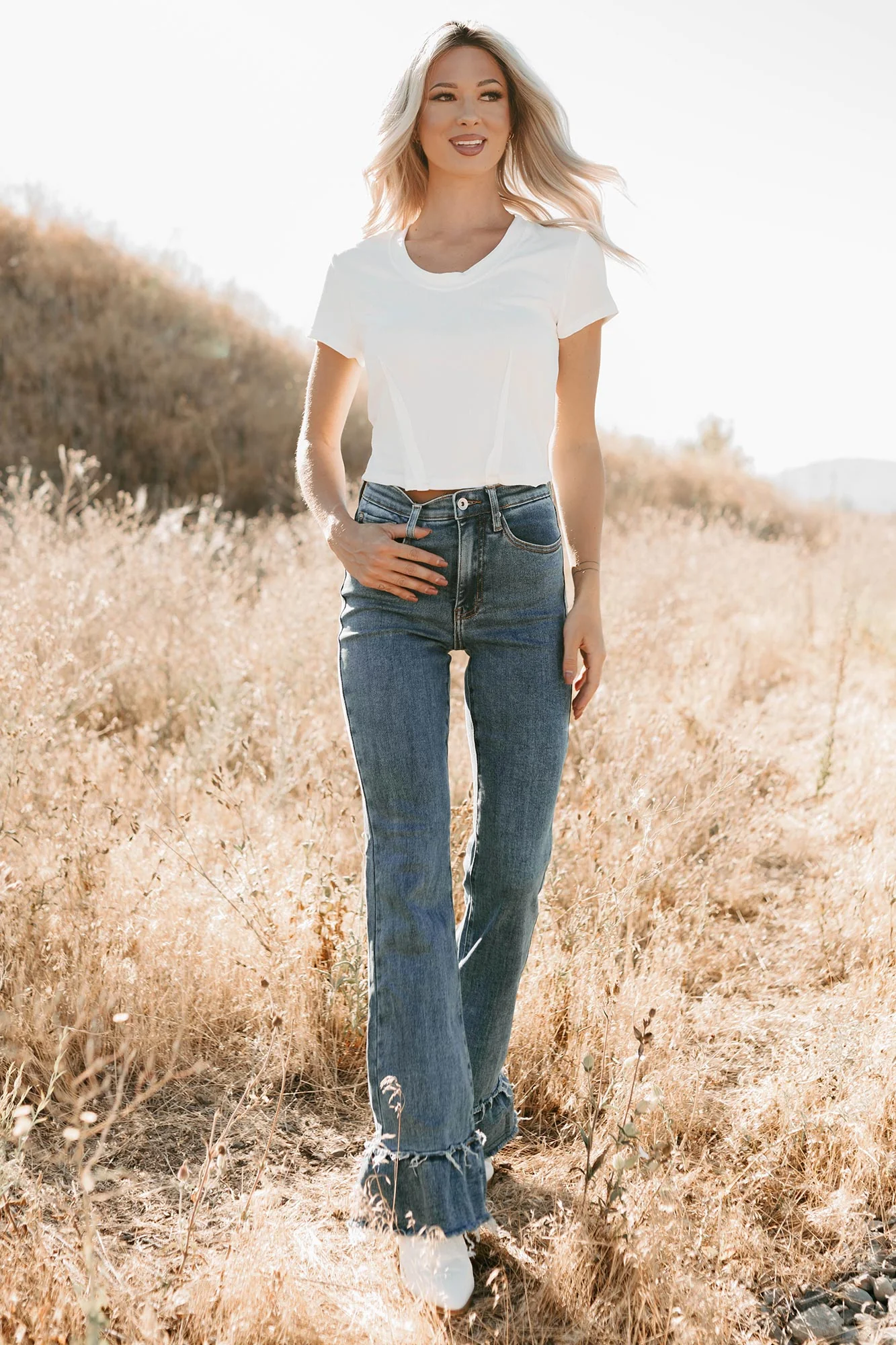 Deborah Tummy Control Ruffle Flare Special A Jeans (Dark) - Image 7