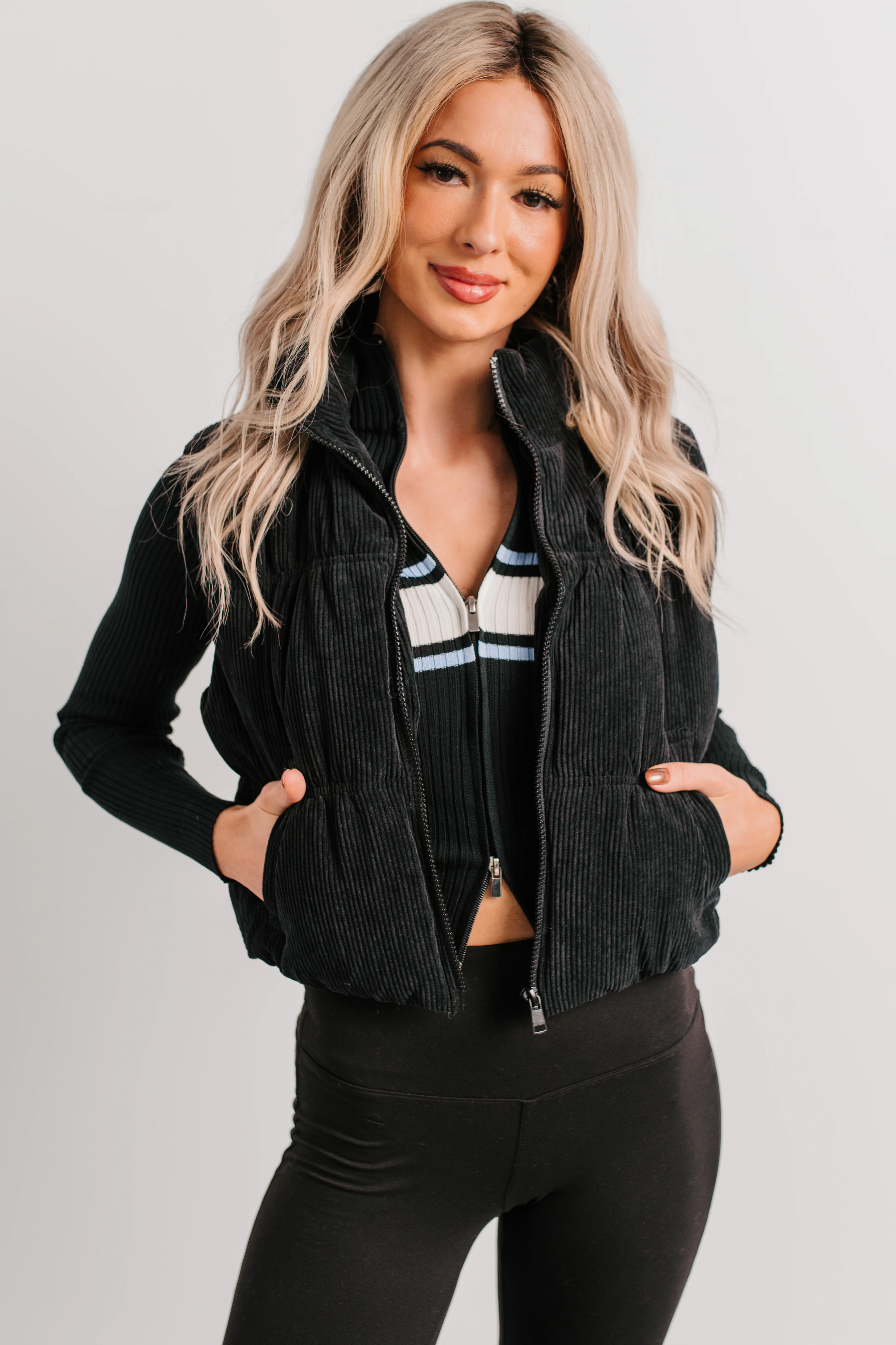 Deep Connections Corduroy Puffer Vest (Black) - Image 11