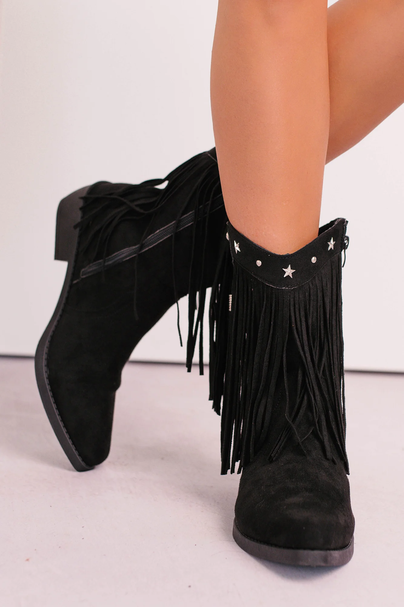 Denim & Daisies Tassel Western Booties (Black) - Image 2