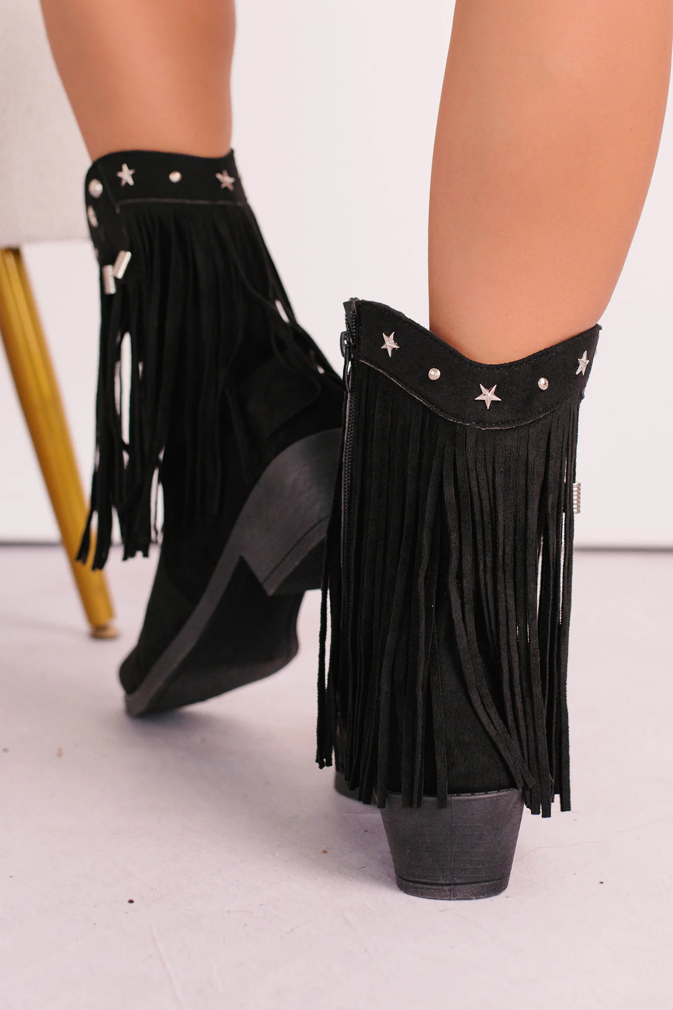 Denim & Daisies Tassel Western Booties (Black) - Image 3