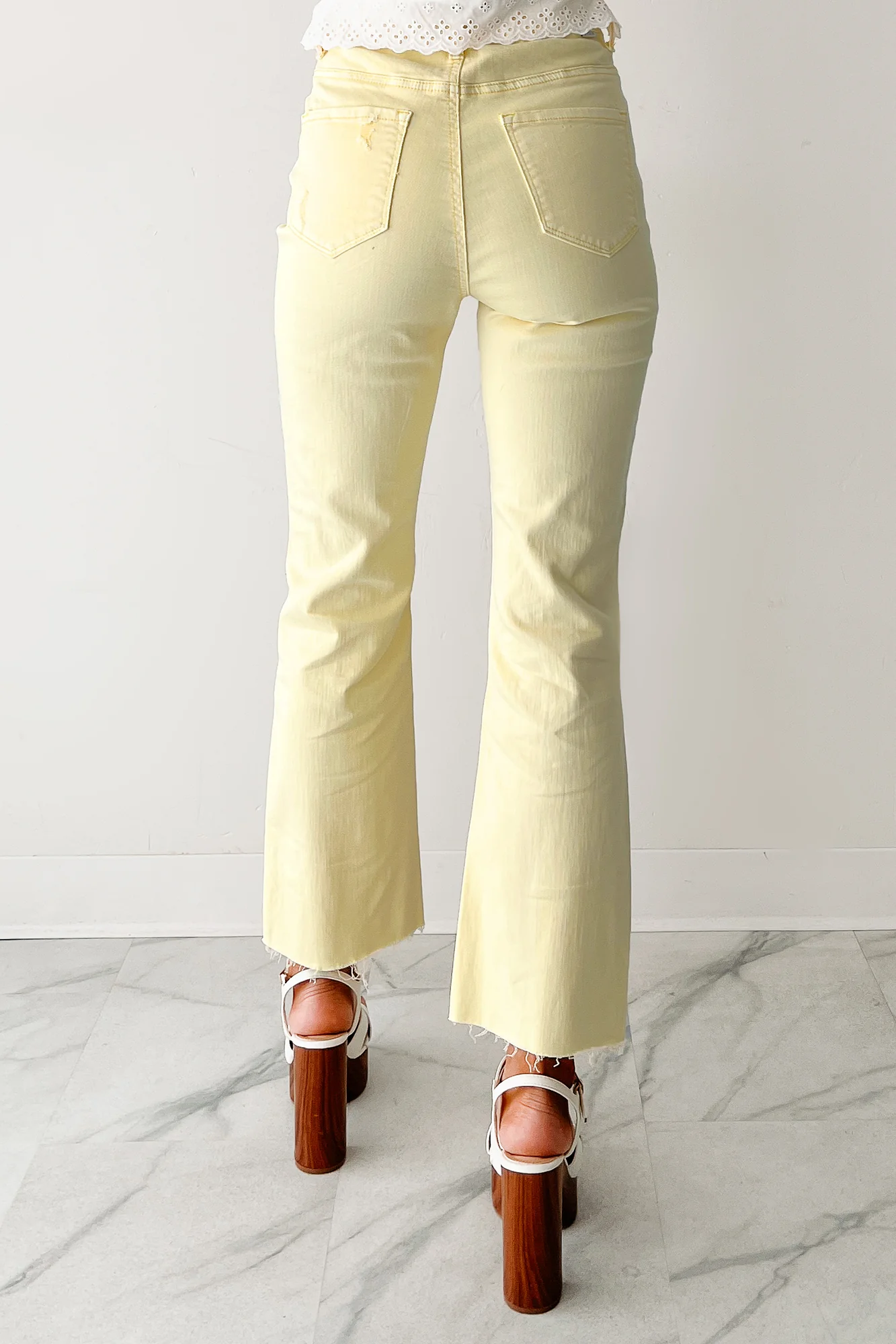 Denzel Straight Leg Distressed Risen Jeans (Yellow) - Image 5
