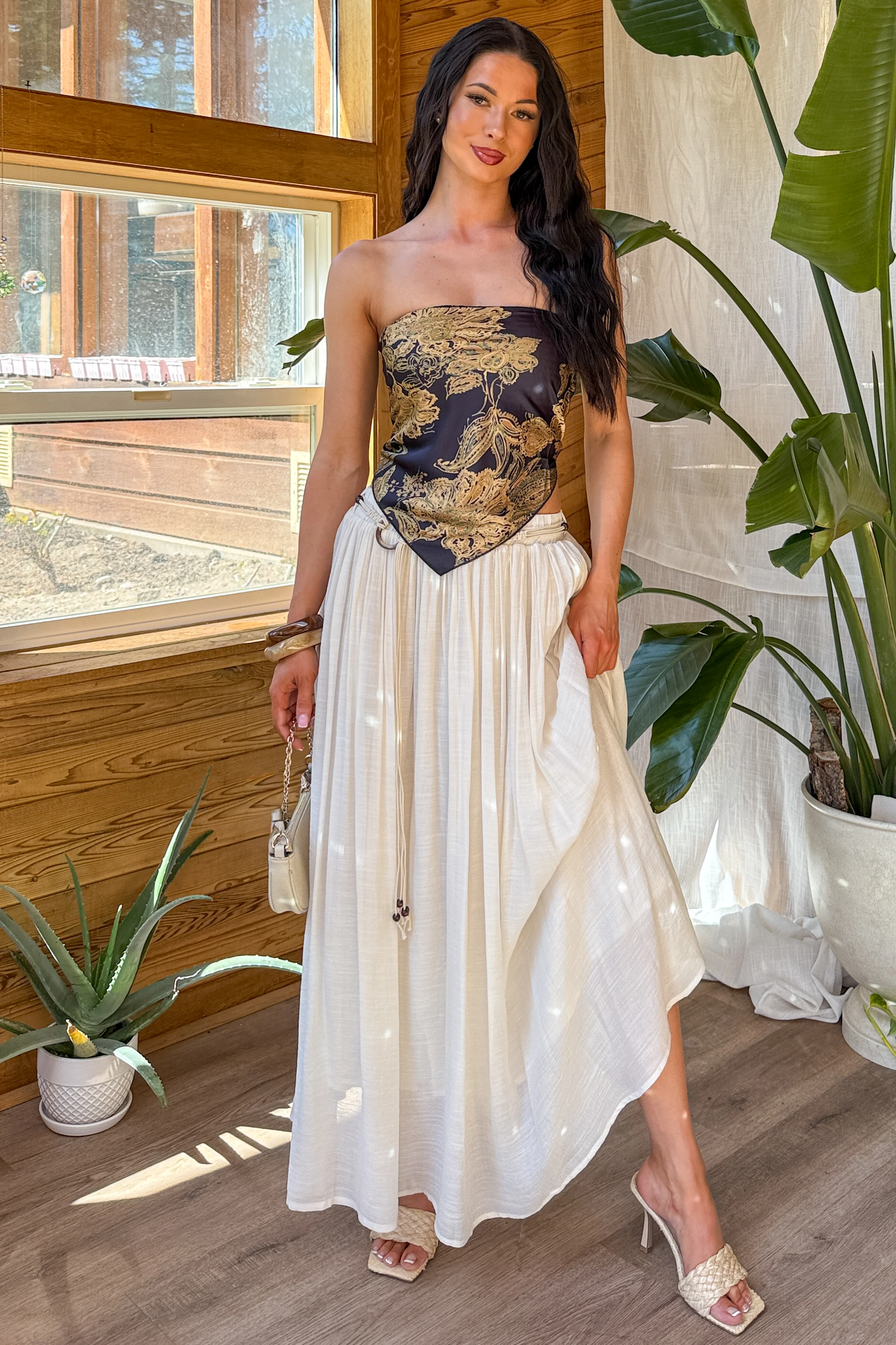 Desert Muse Mello Rope Belt Maxi Skirt (Off White) - Image 4