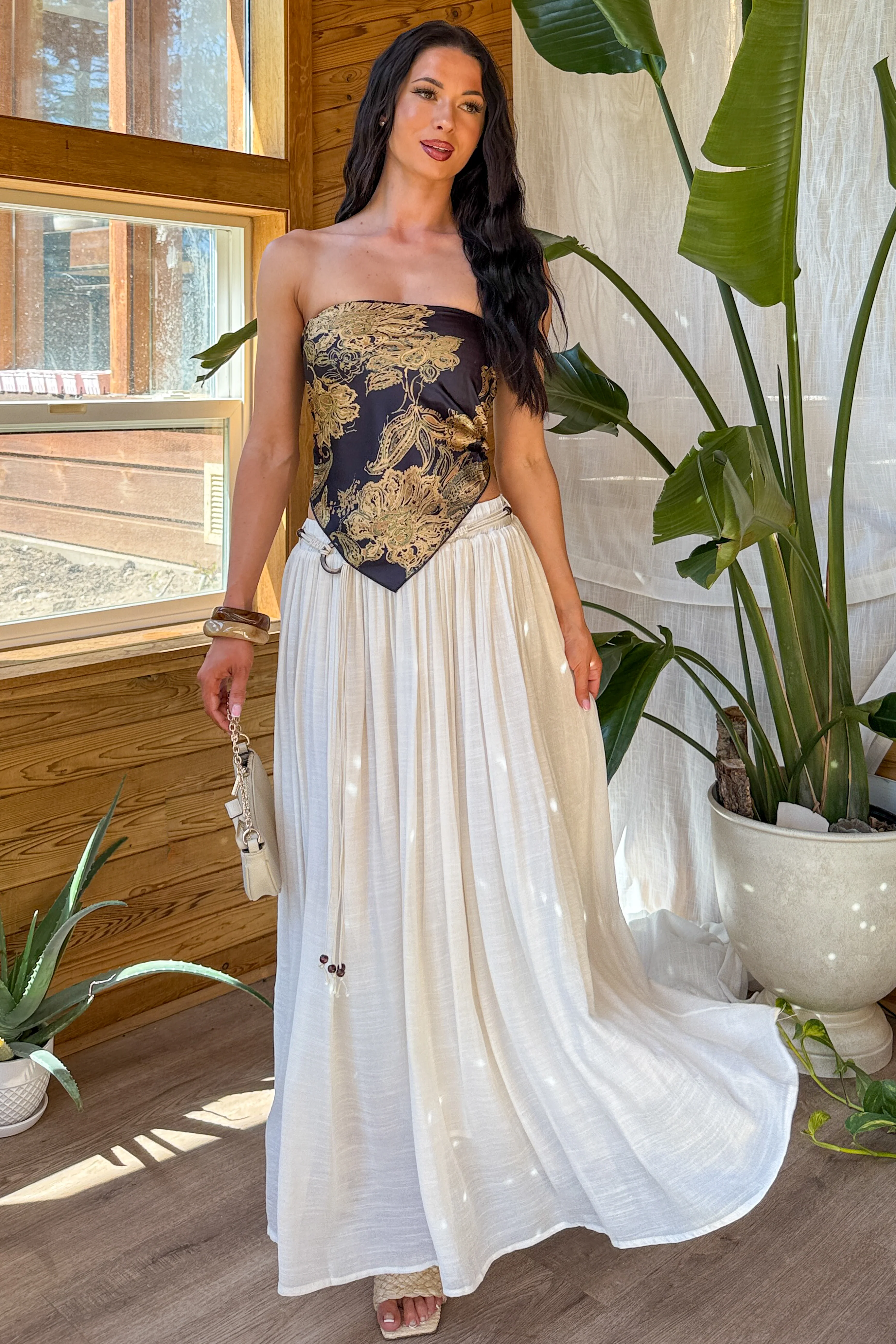 Desert Muse Mello Rope Belt Maxi Skirt (Off White) - Image 5