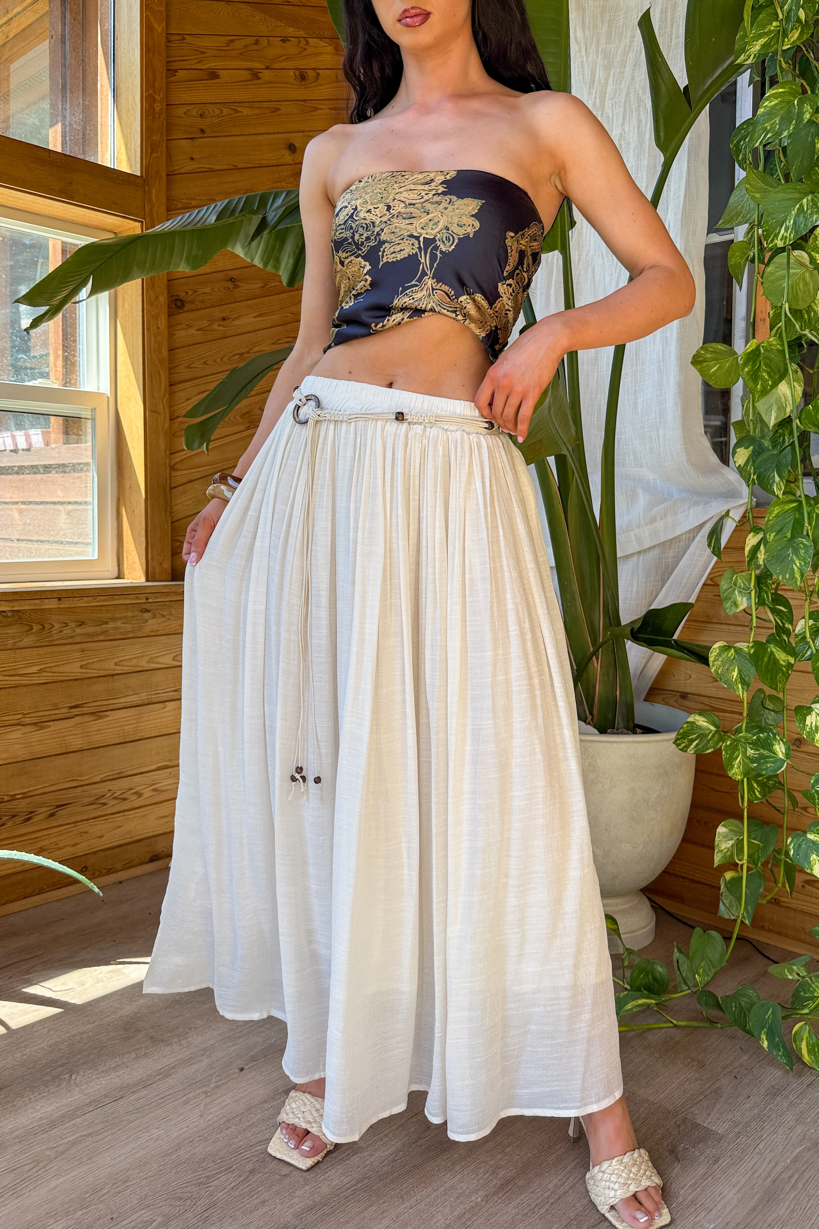 Desert Muse Mello Rope Belt Maxi Skirt (Off White) - Image 6