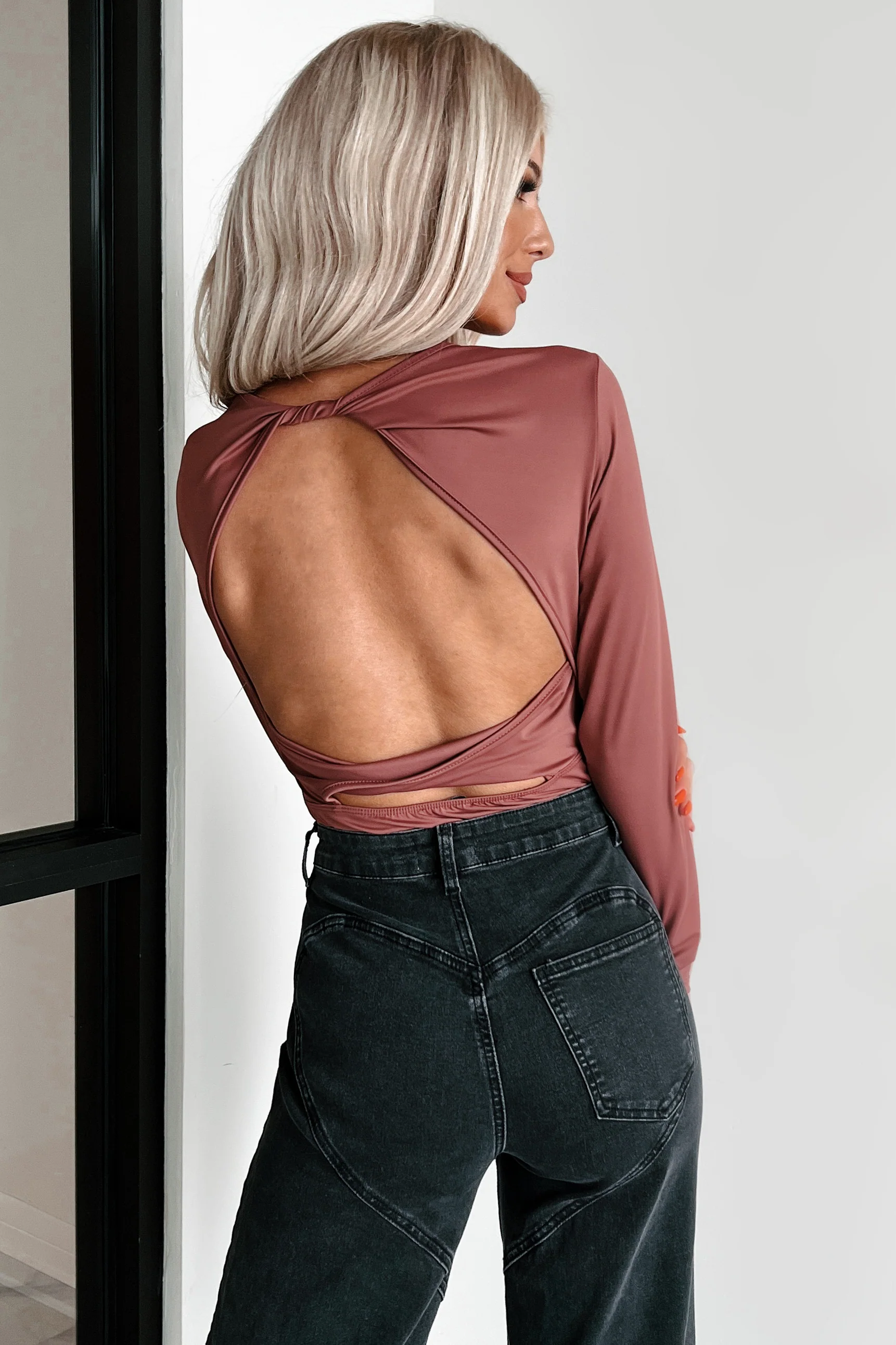 Diana Open Back Bodysuit (Red Mauve) - Image 2