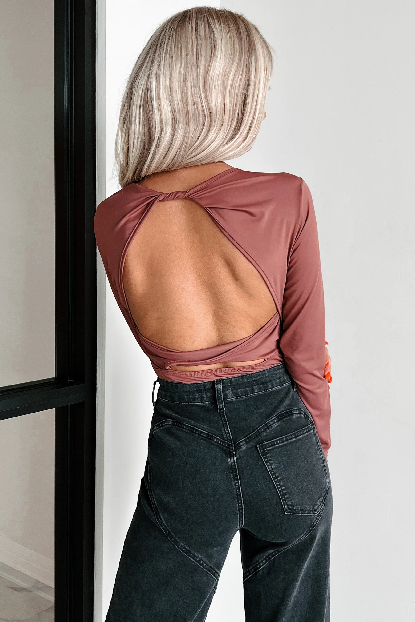 Diana Open Back Bodysuit (Red Mauve) - Image 6