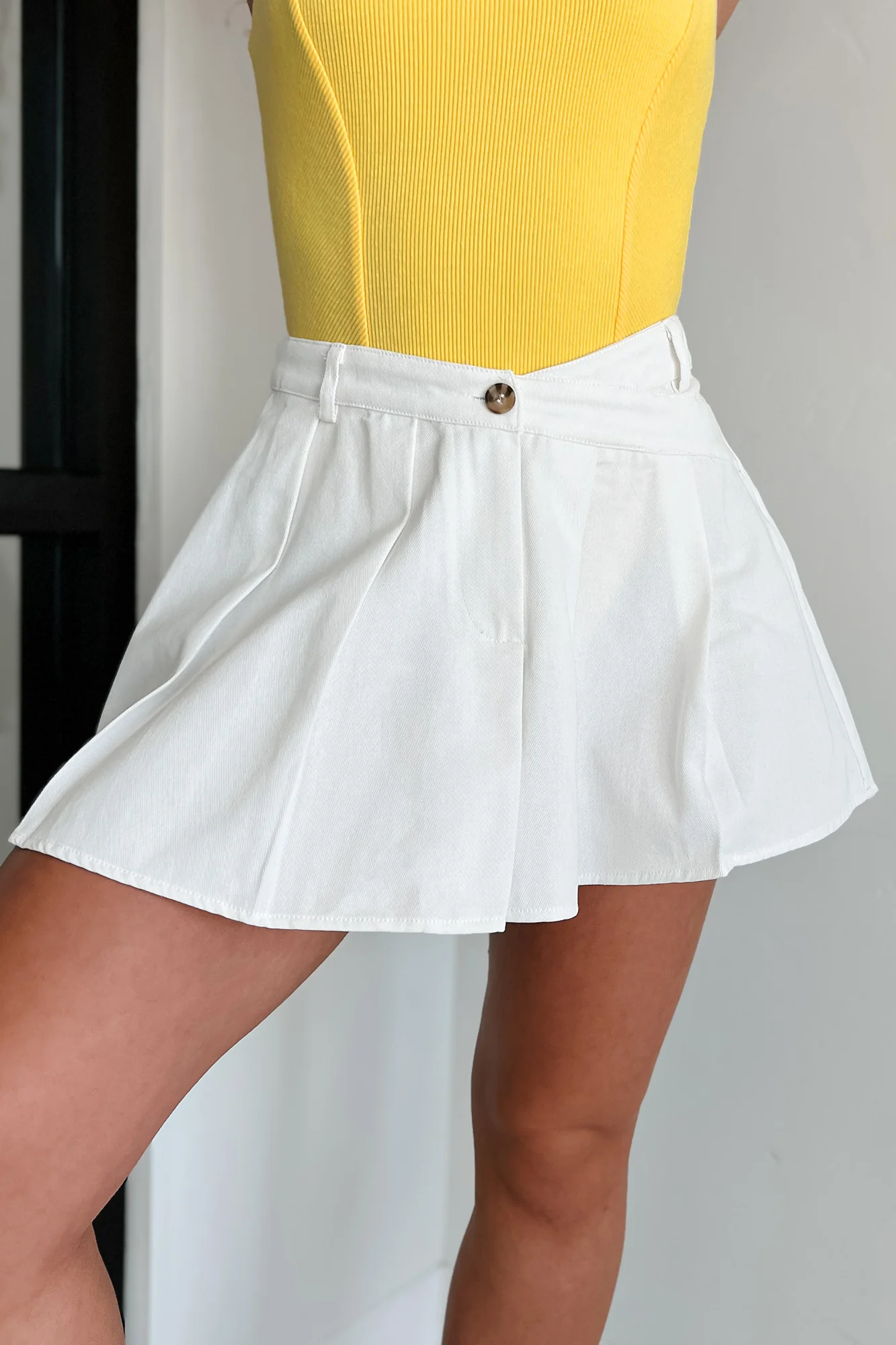 Divine Intuition Pleated Asymmetric Waist Mini Skirt (White) - Image 12