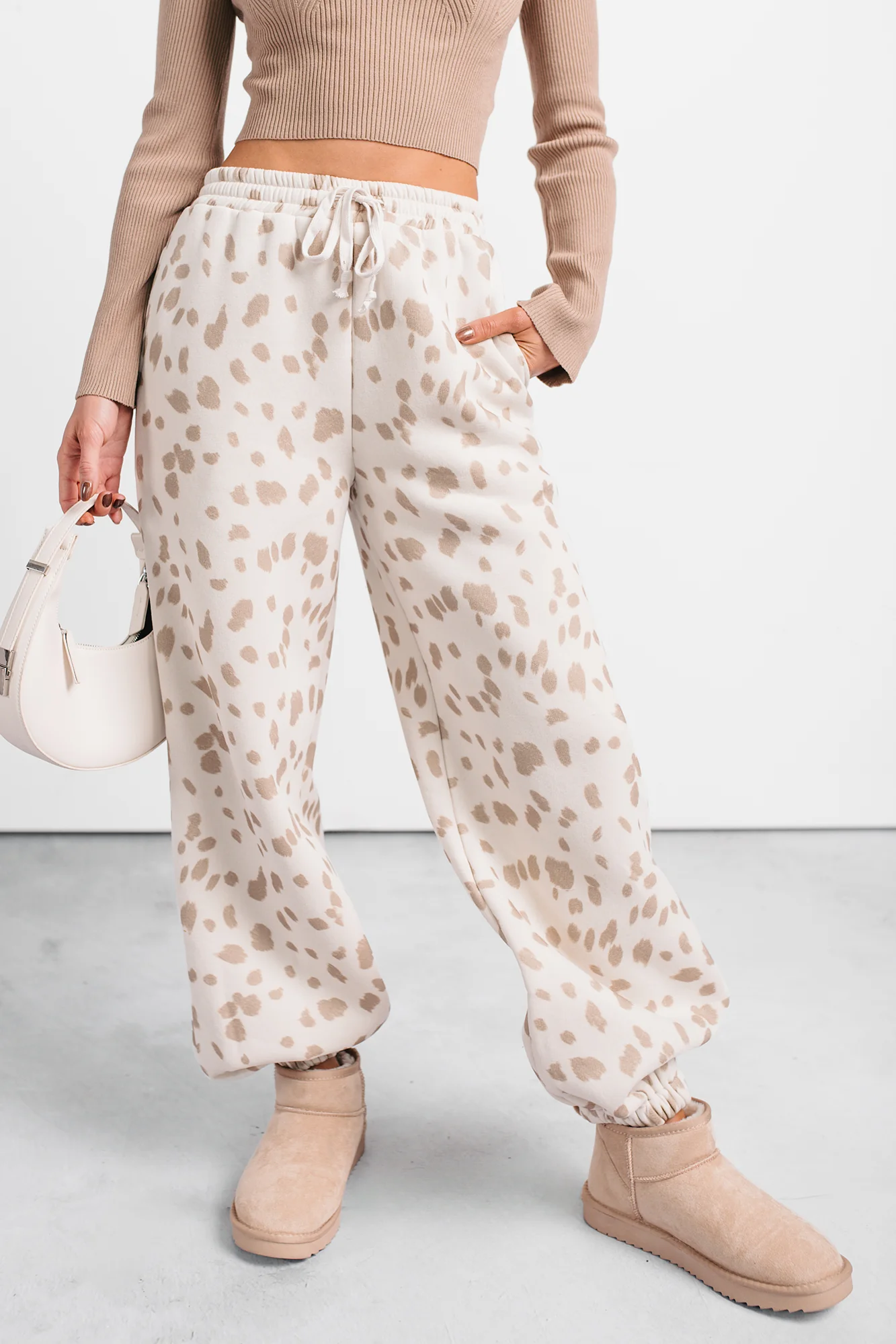 Do It Right Soft Cheetah Print Joggers (Cream/Mocha) - Image 2
