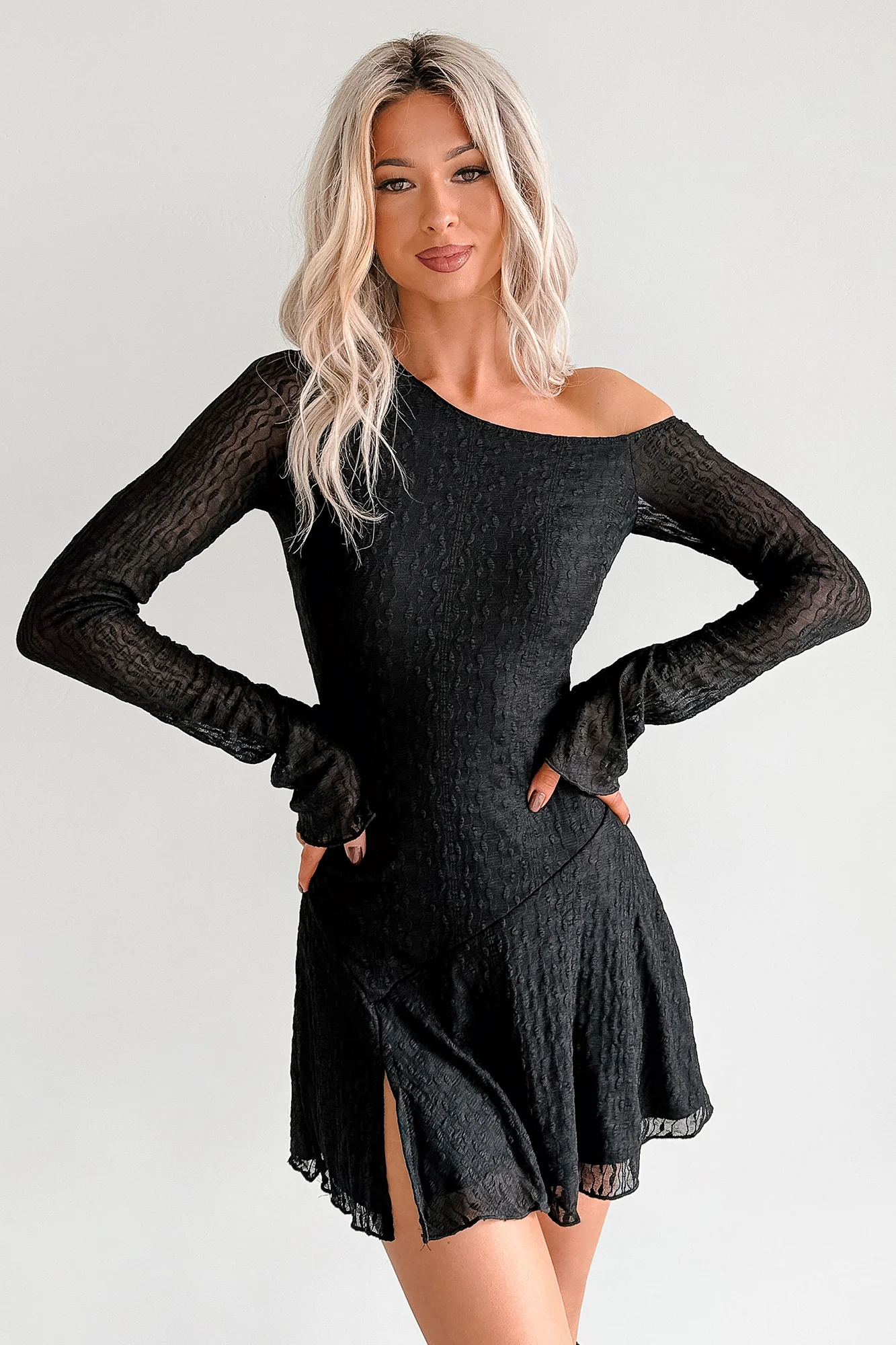 Doll Behavior One Shoulder Mini Dress (Black) - Image 5