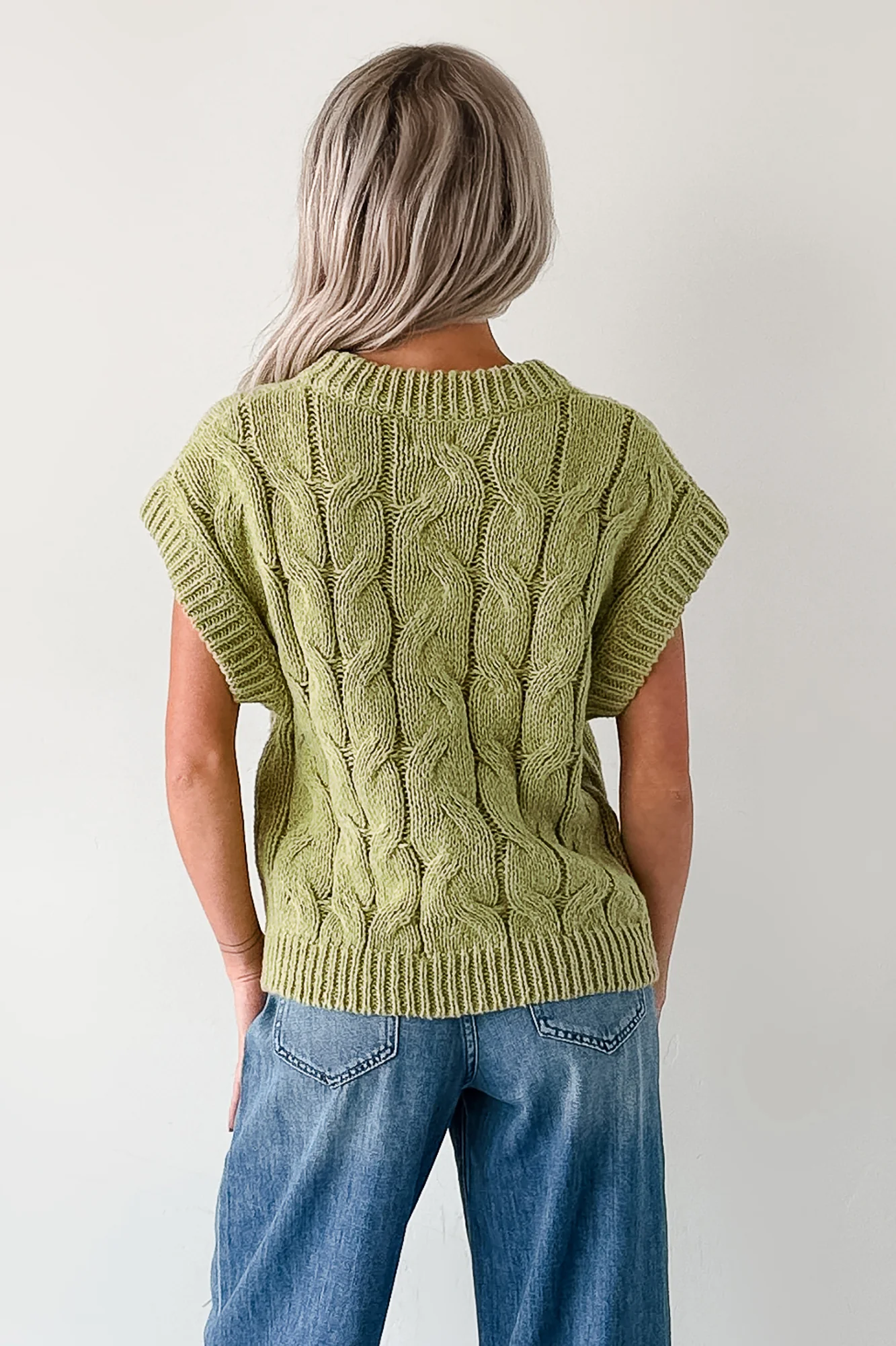 Don't Envy Me Cable Knit Sweater Vest (Fern) - Image 4