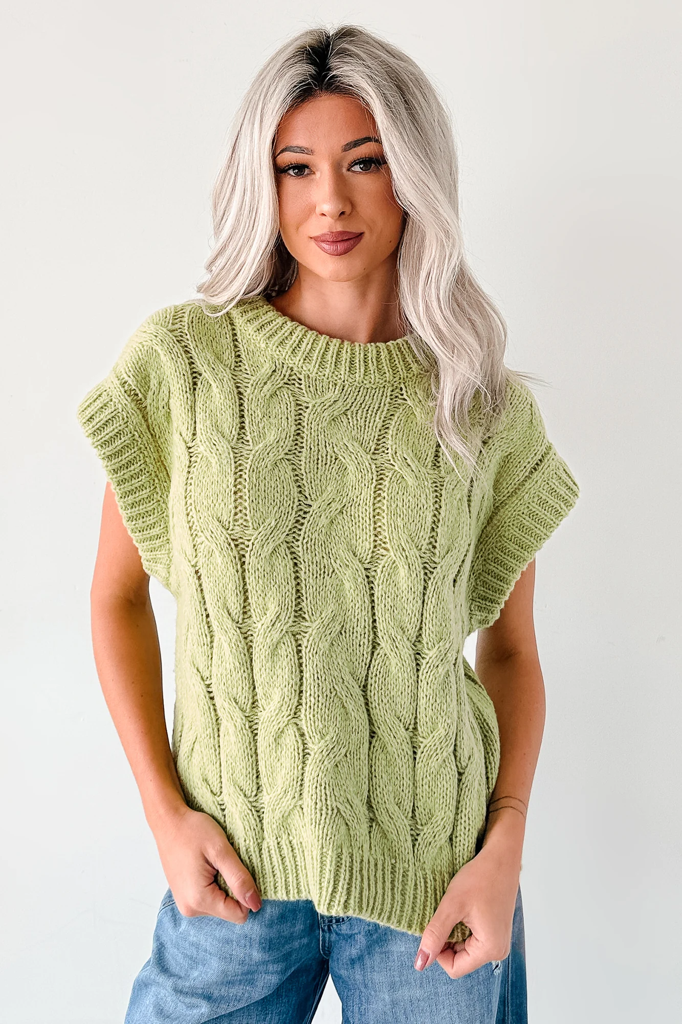 Don't Envy Me Cable Knit Sweater Vest (Fern) - Image 7