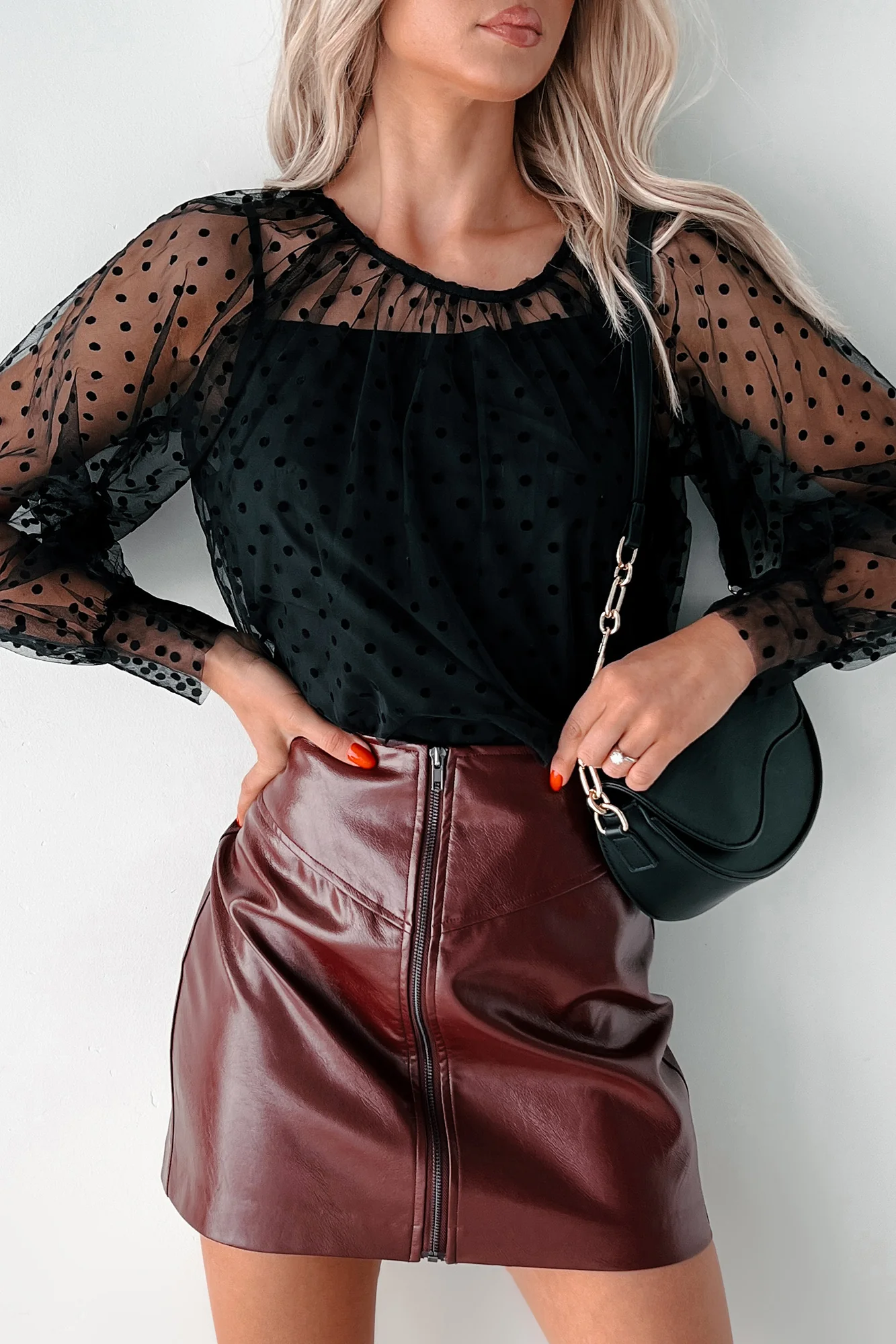 Dotted Perfection Polka Dot Mesh Top (Black) - Image 8