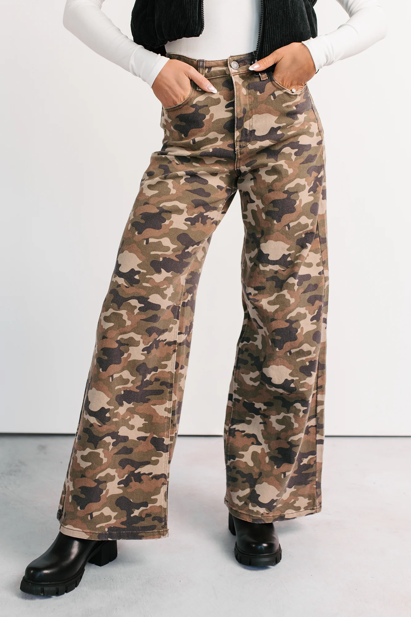 Douglas High Rise Wide Leg Cello Jeans (Camo) - Image 15
