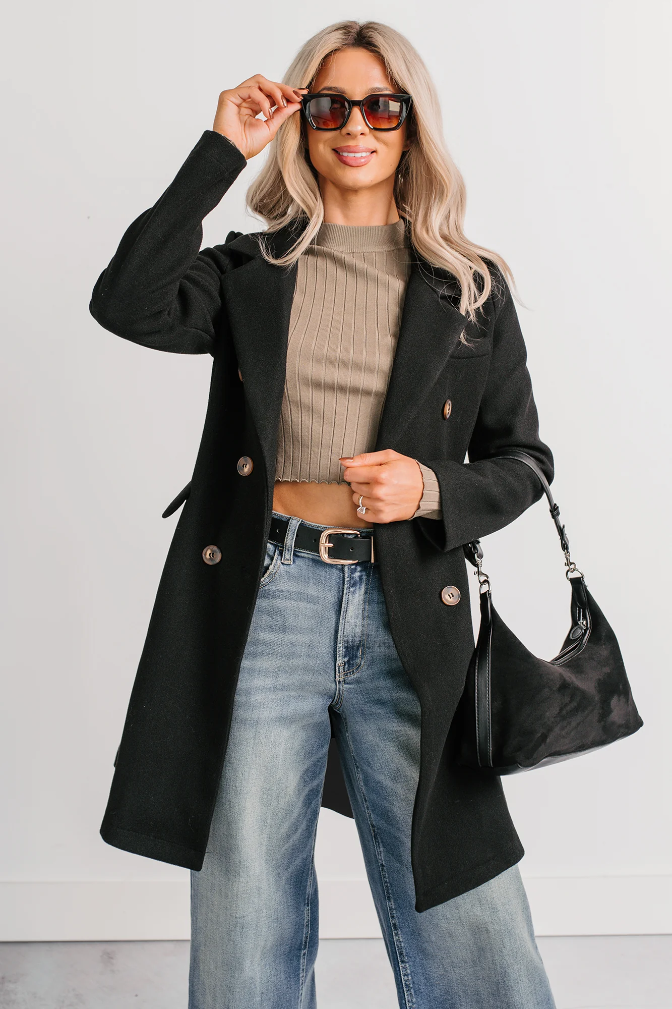 Downtown Drift Button Up Lightweight Coat (Black) - Image 10