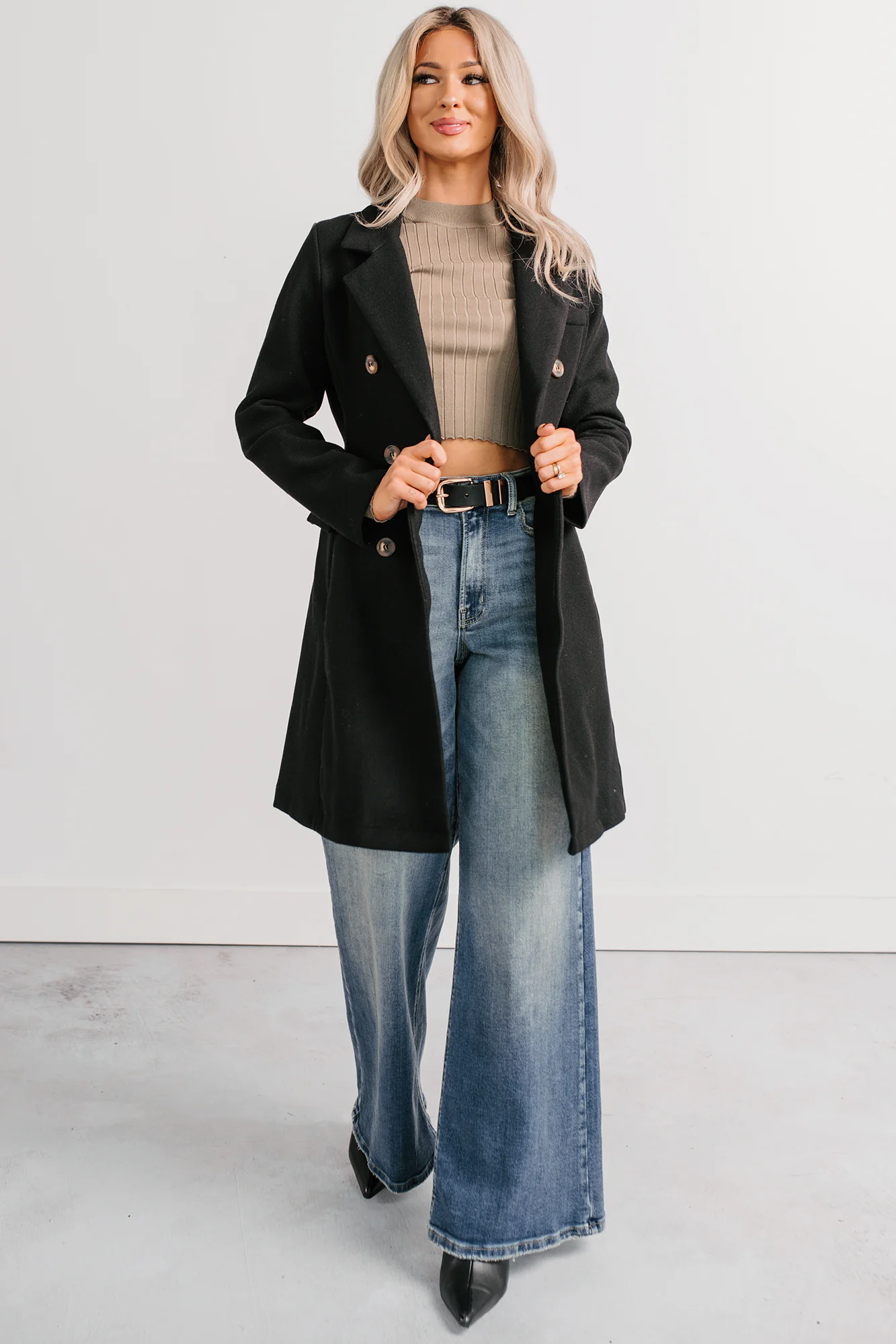 Downtown Drift Button Up Lightweight Coat (Black) - Image 12