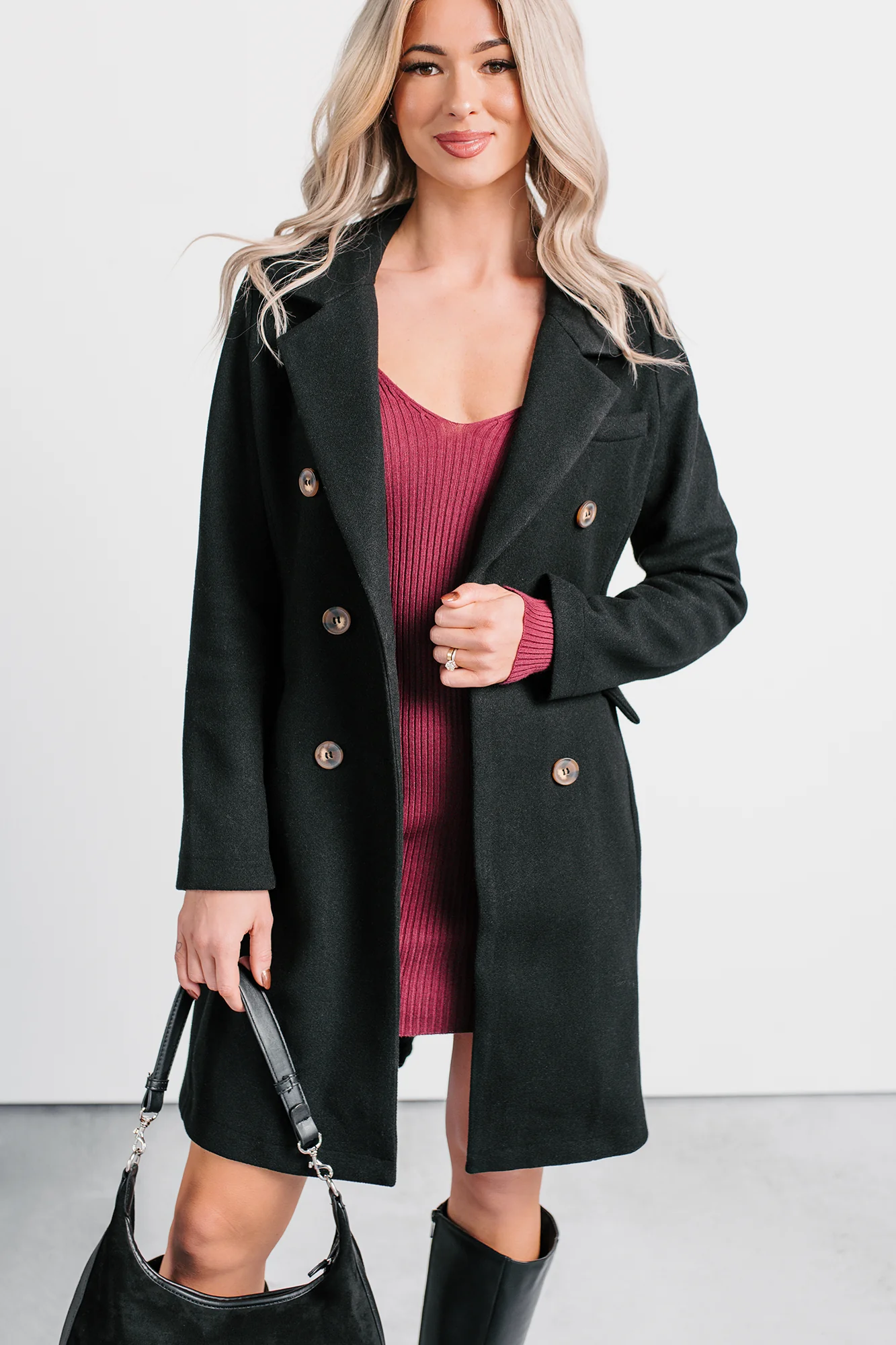 Downtown Drift Button Up Lightweight Coat (Black) - Image 14