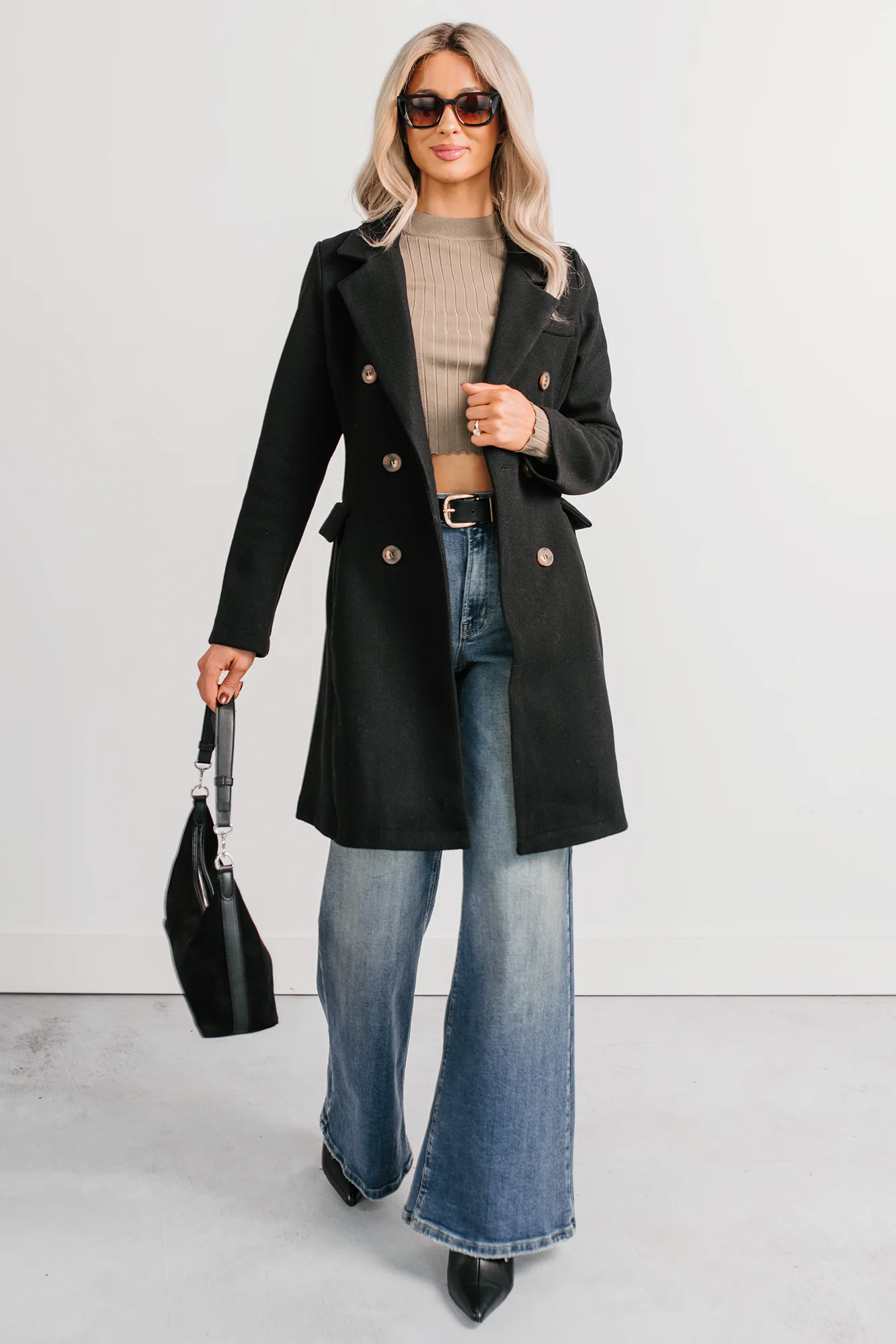 Downtown Drift Button Up Lightweight Coat (Black) - Image 7