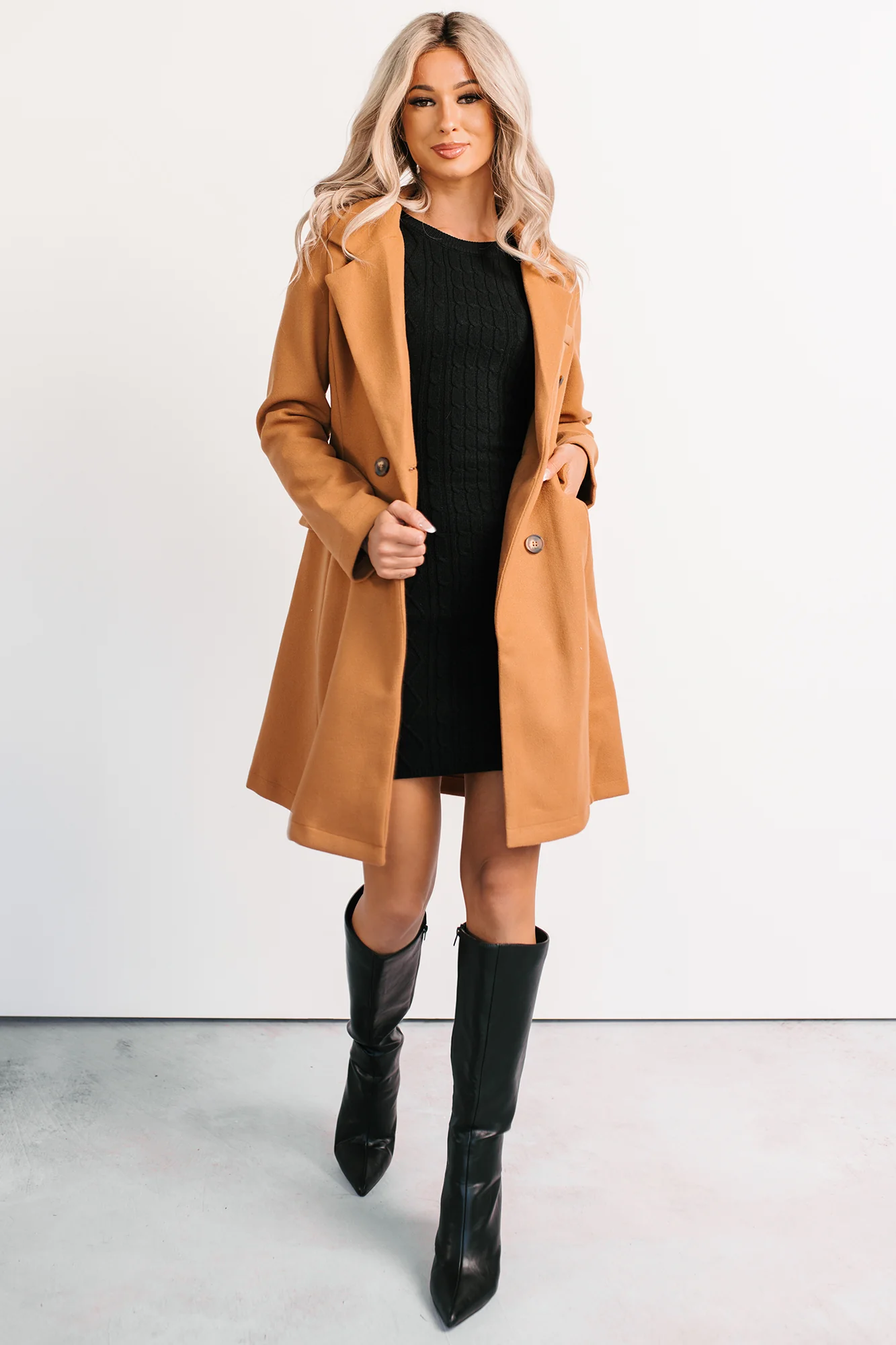 Downtown Drift Button Up Lightweight Coat (Camel) - Image 10