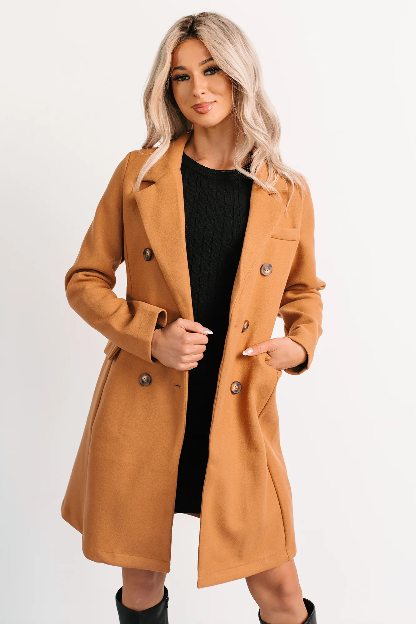 Downtown Drift Button Up Lightweight Coat (Camel) - Image 11