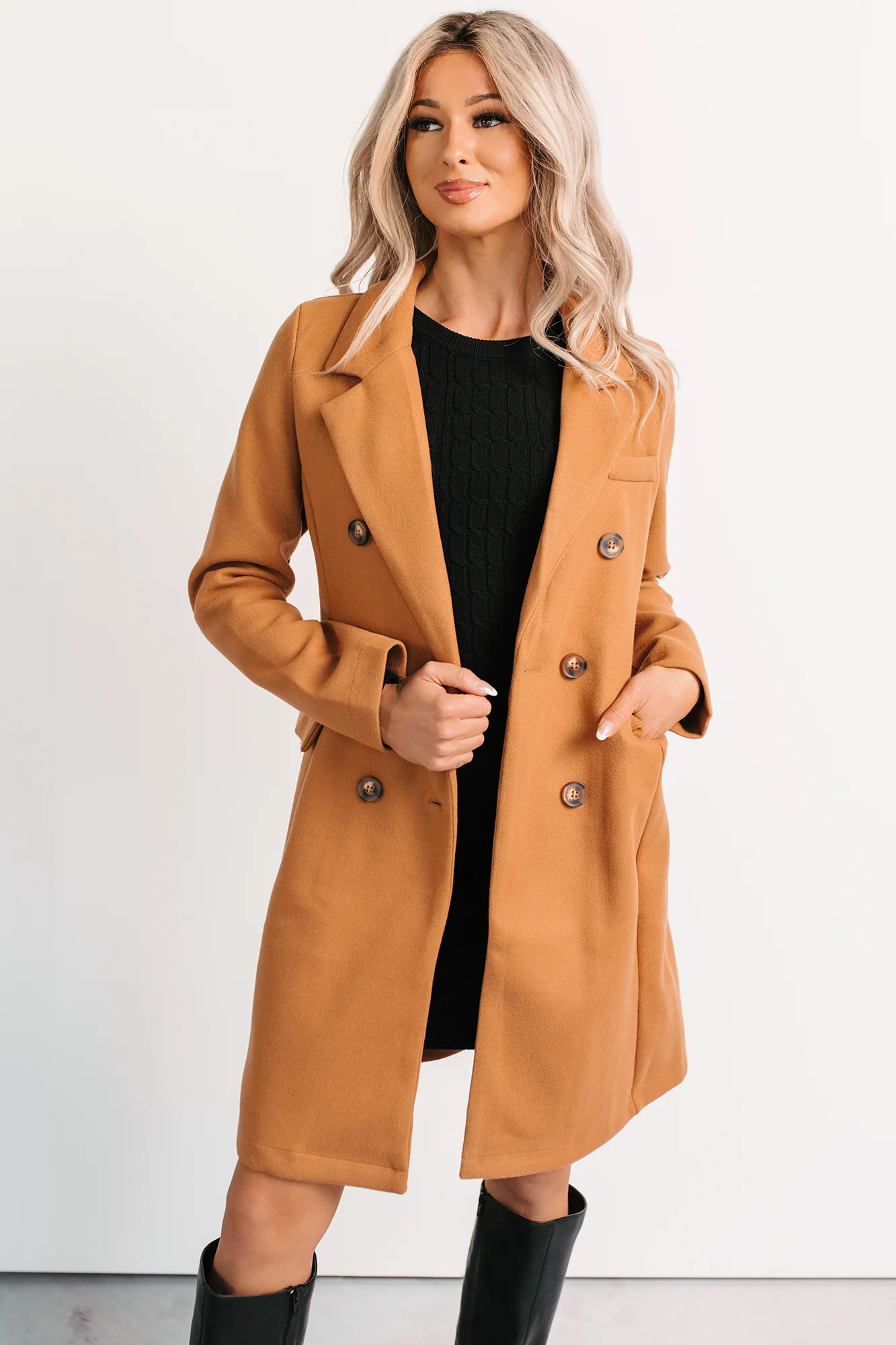 Downtown Drift Button Up Lightweight Coat (Camel) - Image 5