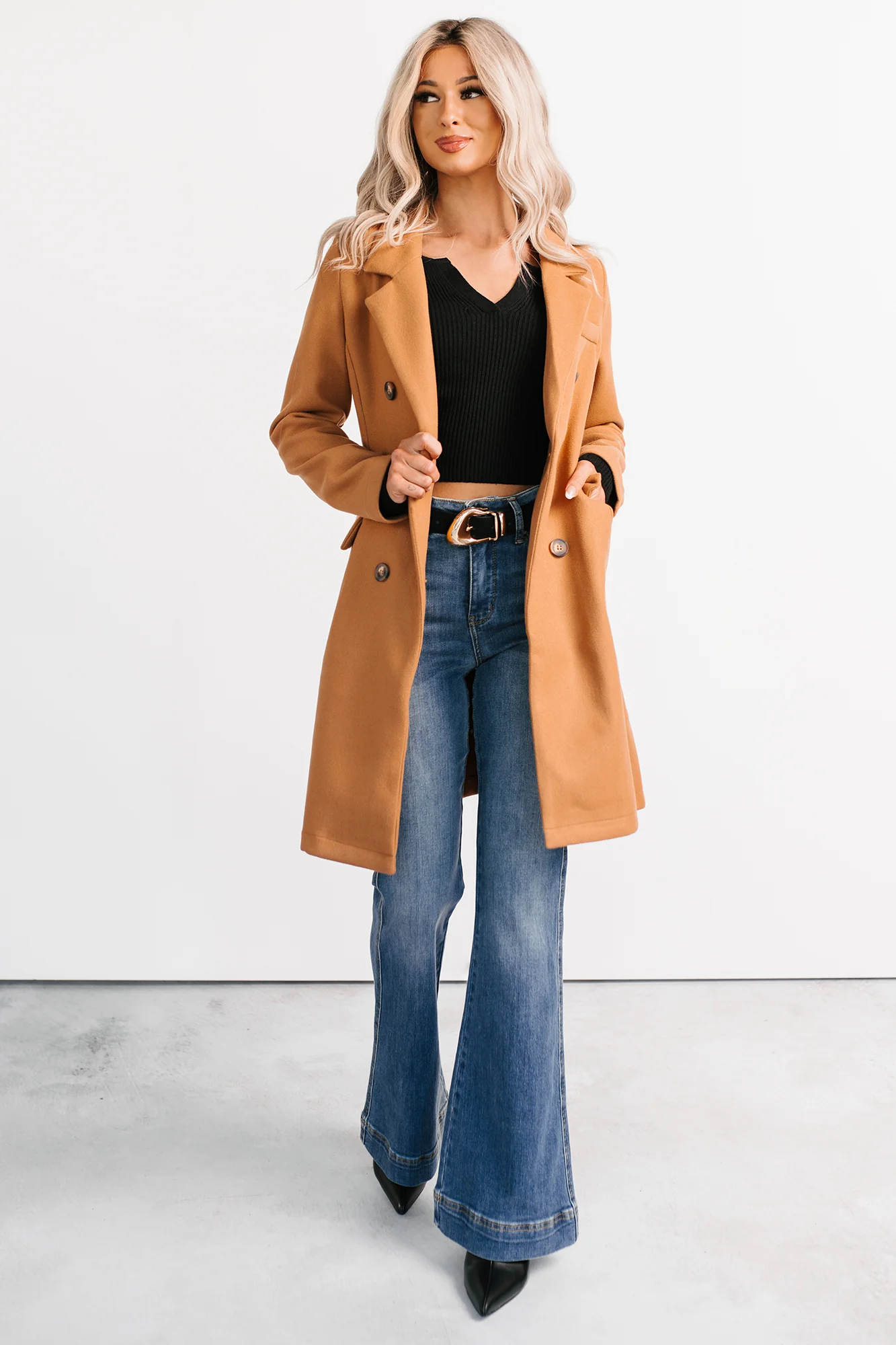 Downtown Drift Button Up Lightweight Coat (Camel) - Image 7