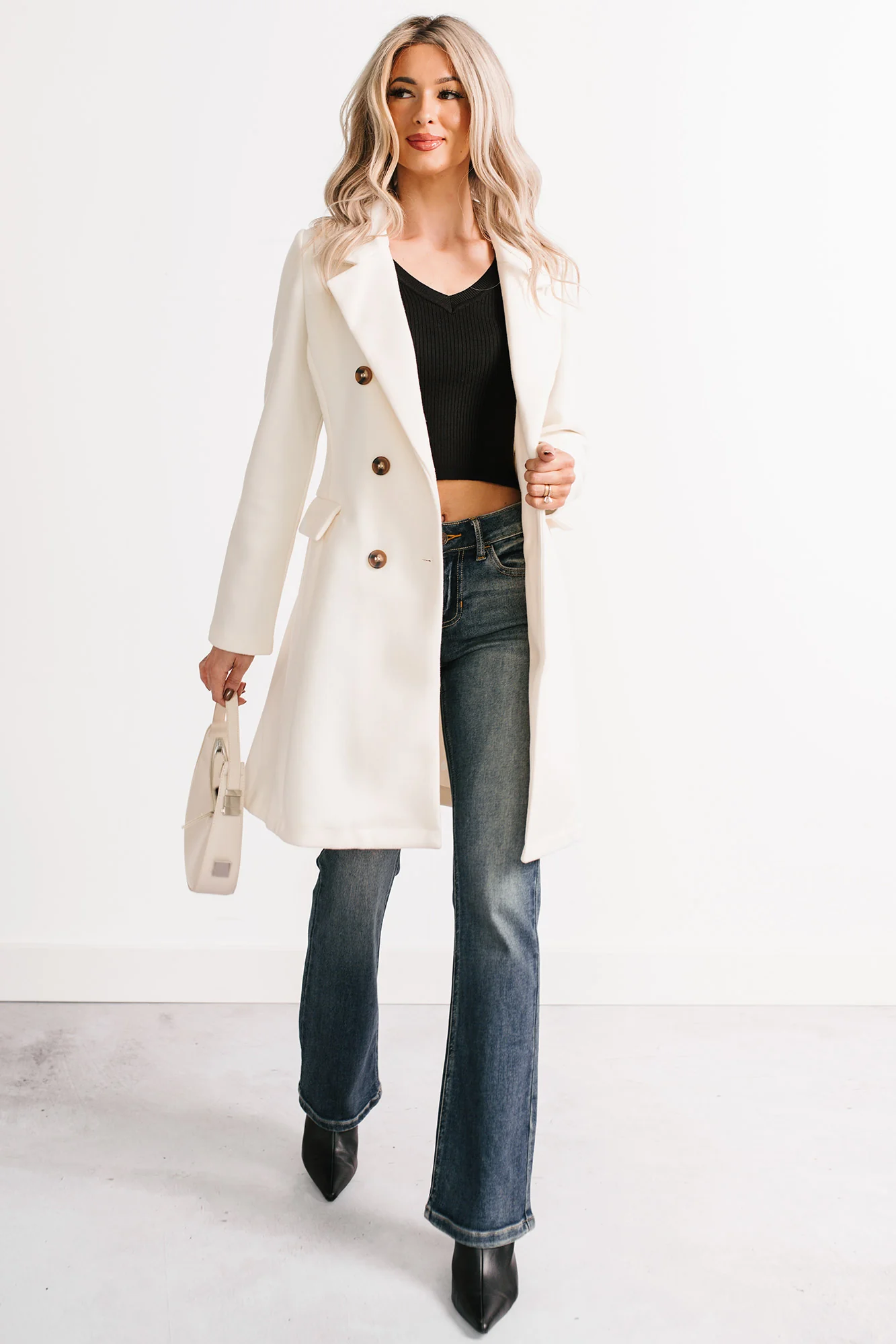 Downtown Drift Button Up Lightweight Coat (Ivory) - Image 12