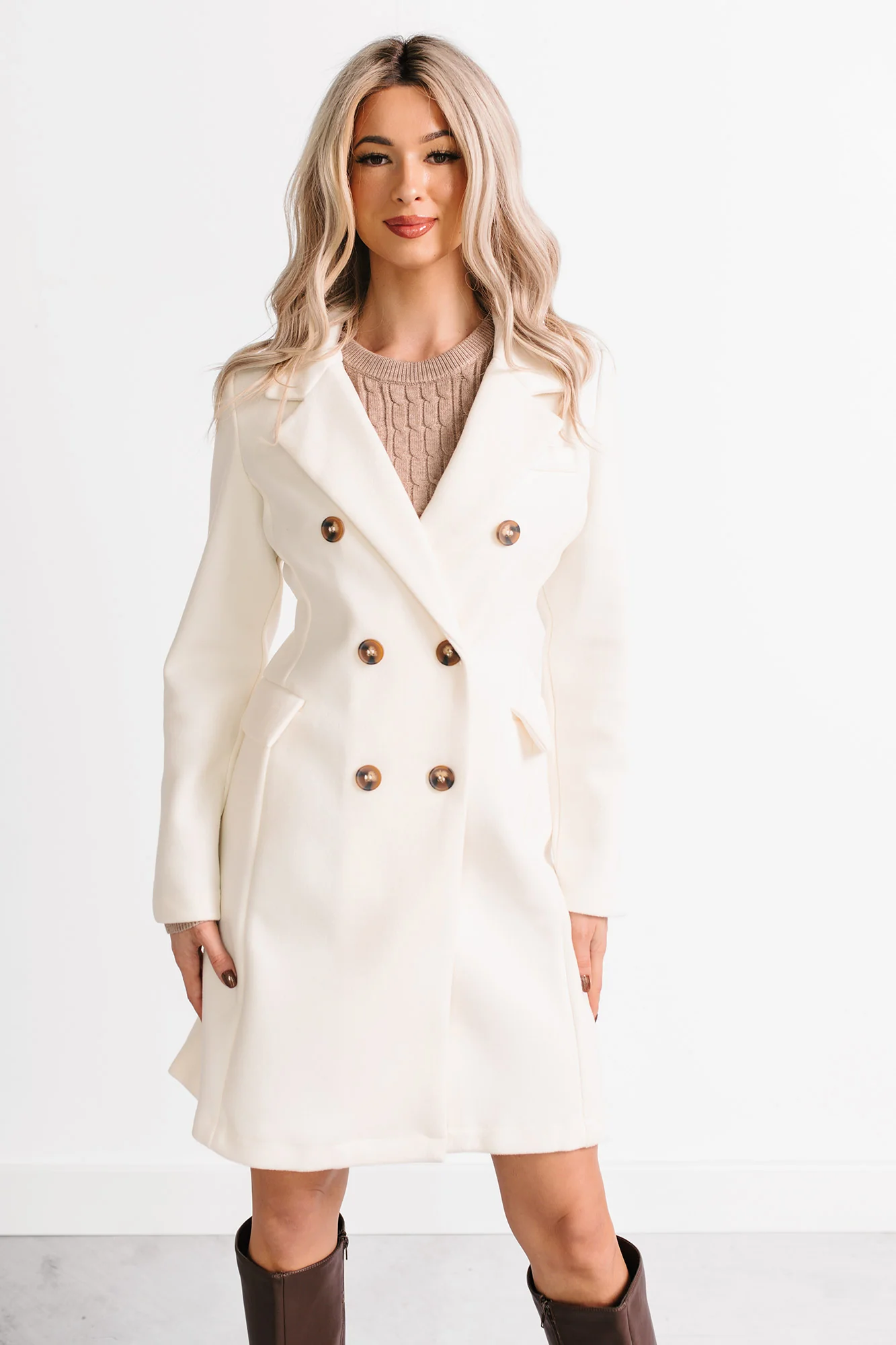 Downtown Drift Button Up Lightweight Coat (Ivory) - Image 2