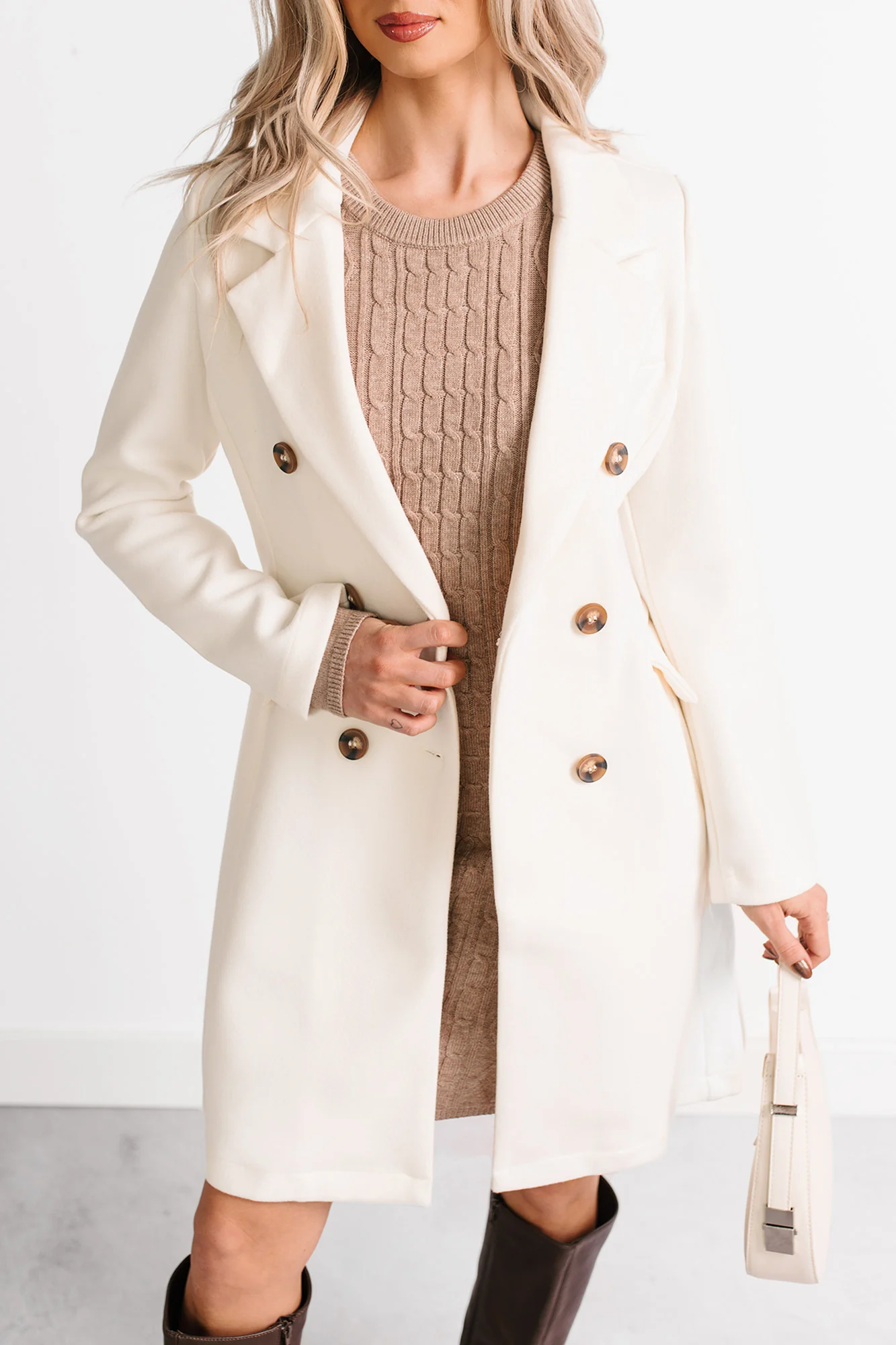 Downtown Drift Button Up Lightweight Coat (Ivory) - Image 7