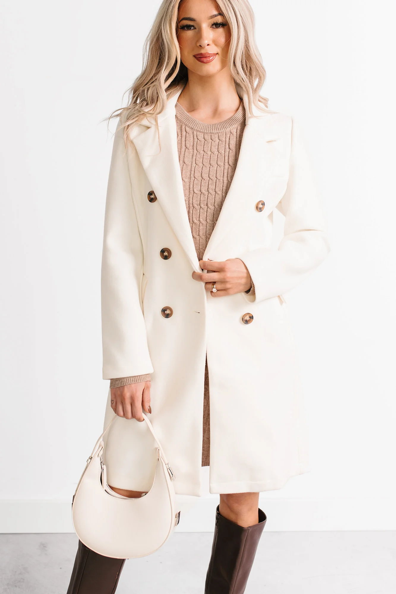 Downtown Drift Button Up Lightweight Coat (Ivory) - Image 8