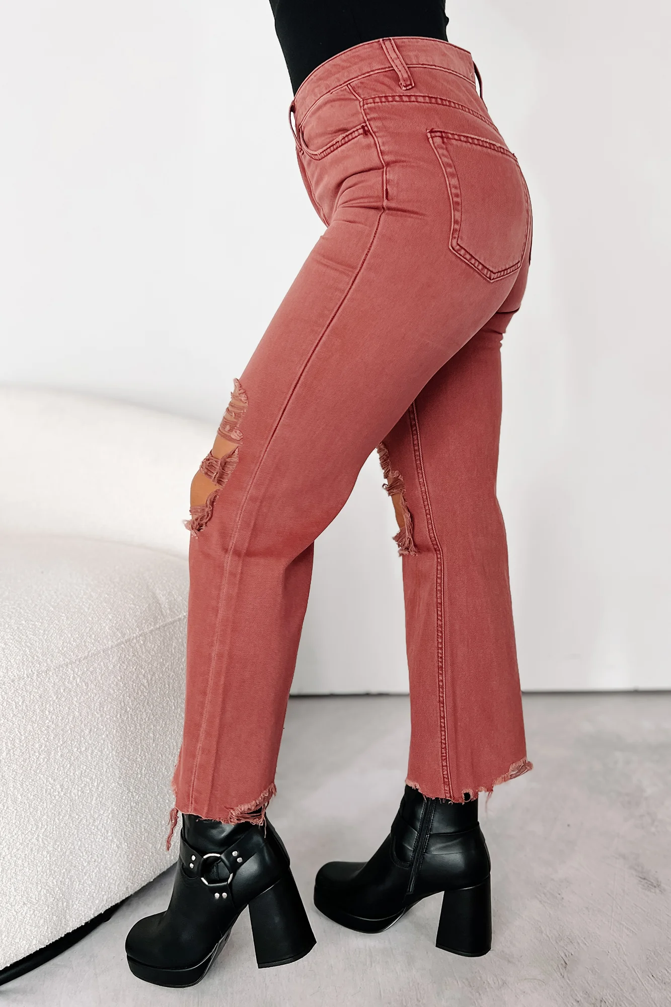 Doyle High Rise 90s Vintage Vervet Crop Flare Jeans (Russet) - Image 5