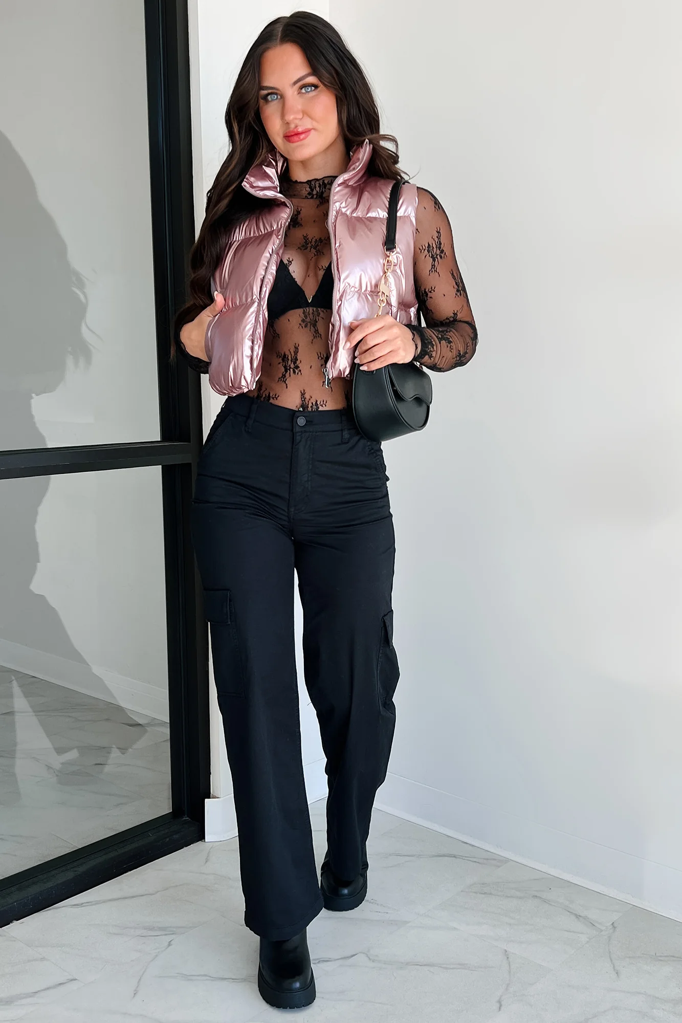 Dreaming In Stardust Metallic Puffer Vest (Pink) - Image 6