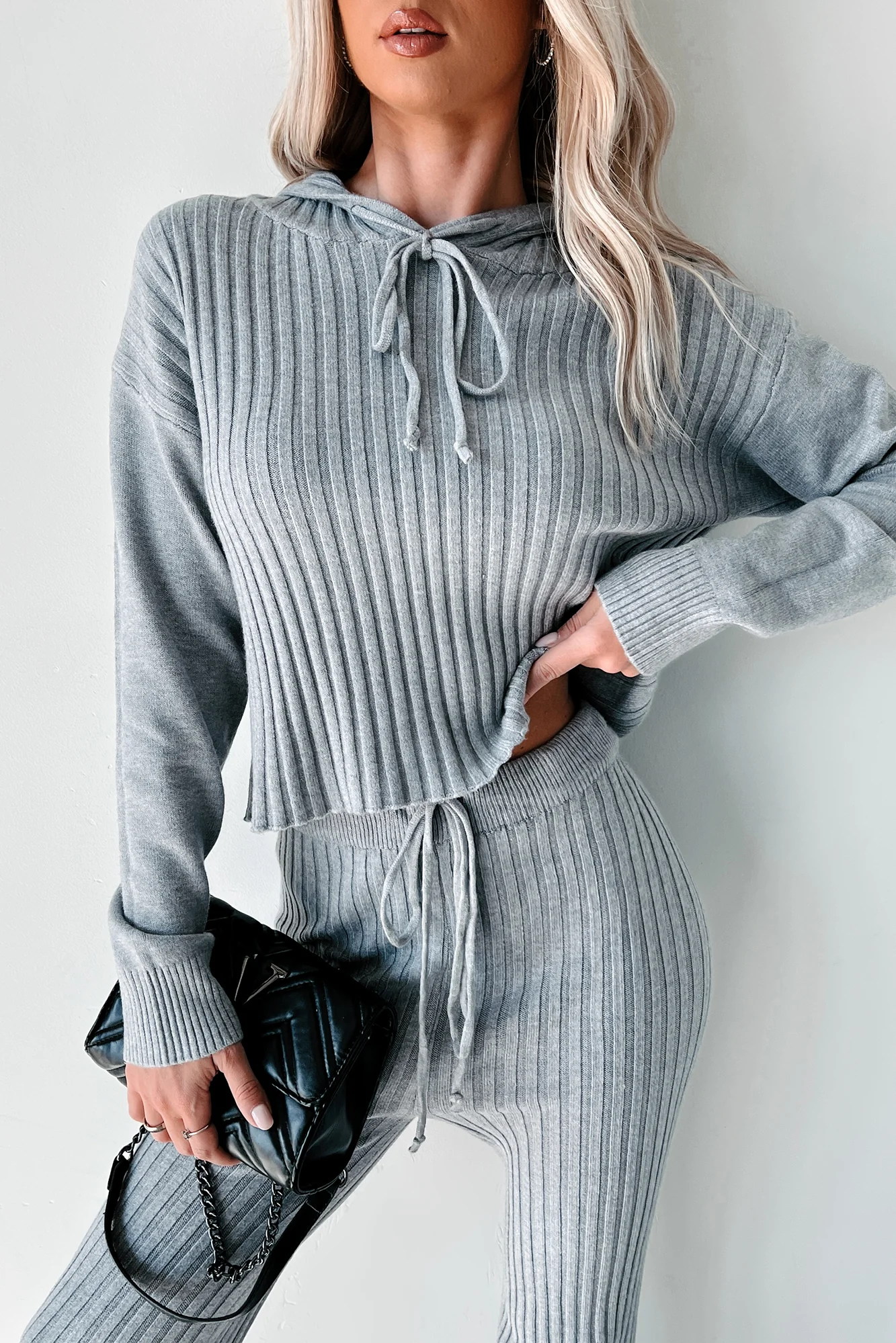Drowsy Darling Sweater Knit Two-Piece Set (Heather Grey) - Image 3