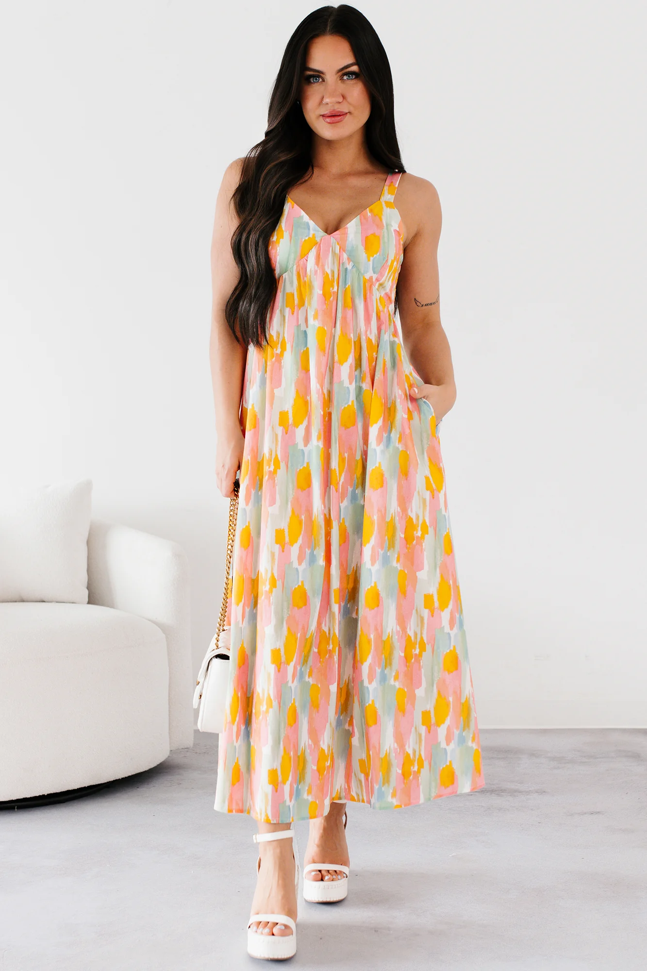Earn Your Stripes Printed Maxi Dress (Pink/Multi) - Image 6