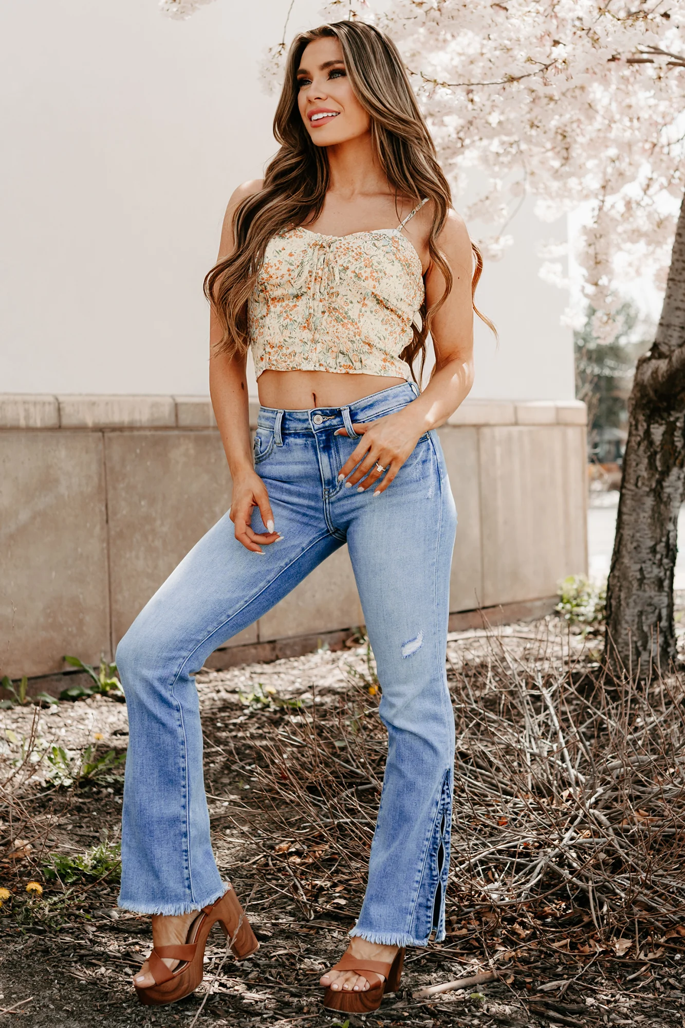Earthy Bliss Floral Tank Top (Lemon/Orange) - Image 3