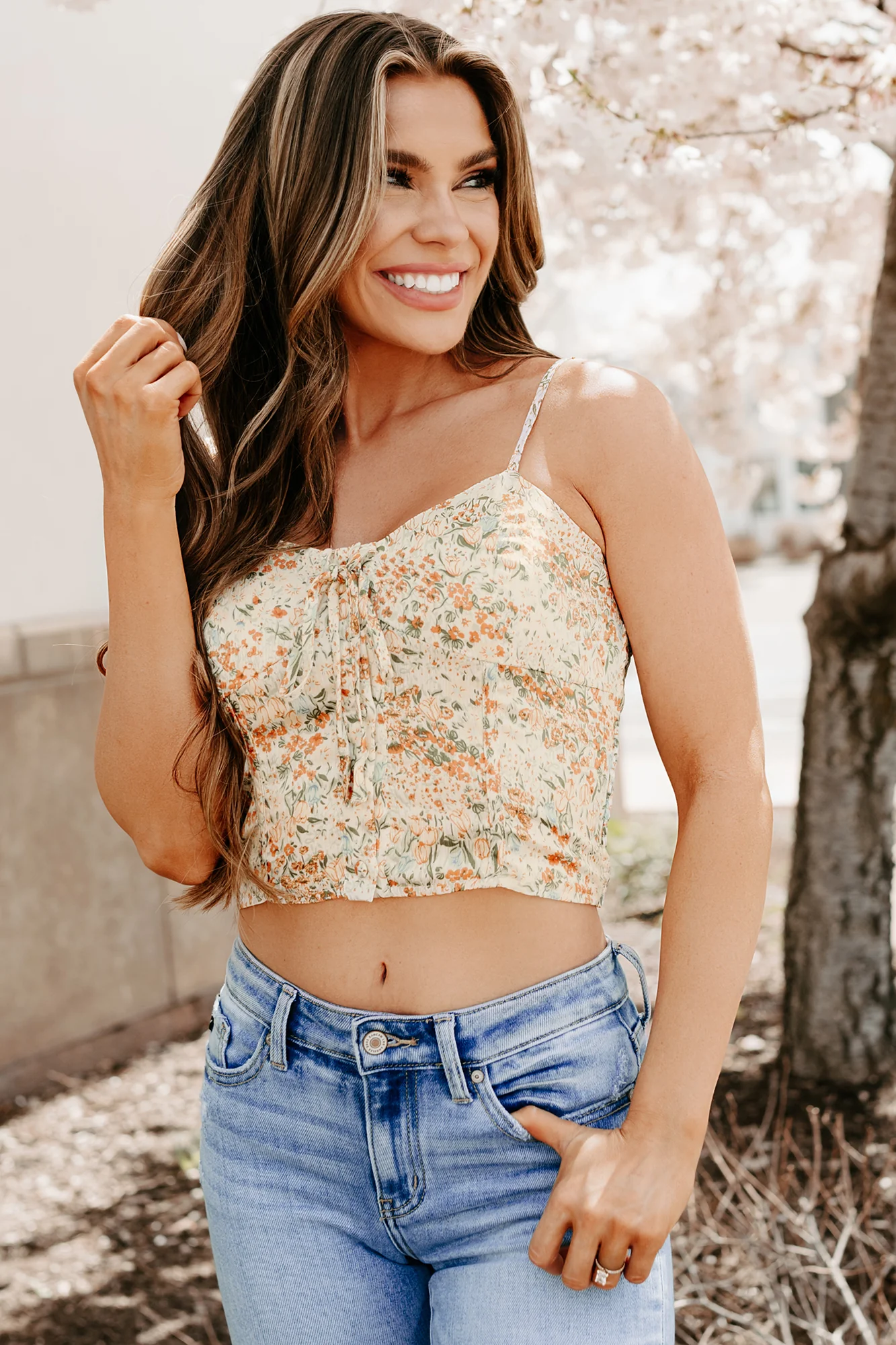 Earthy Bliss Floral Tank Top (Lemon/Orange) - Image 4