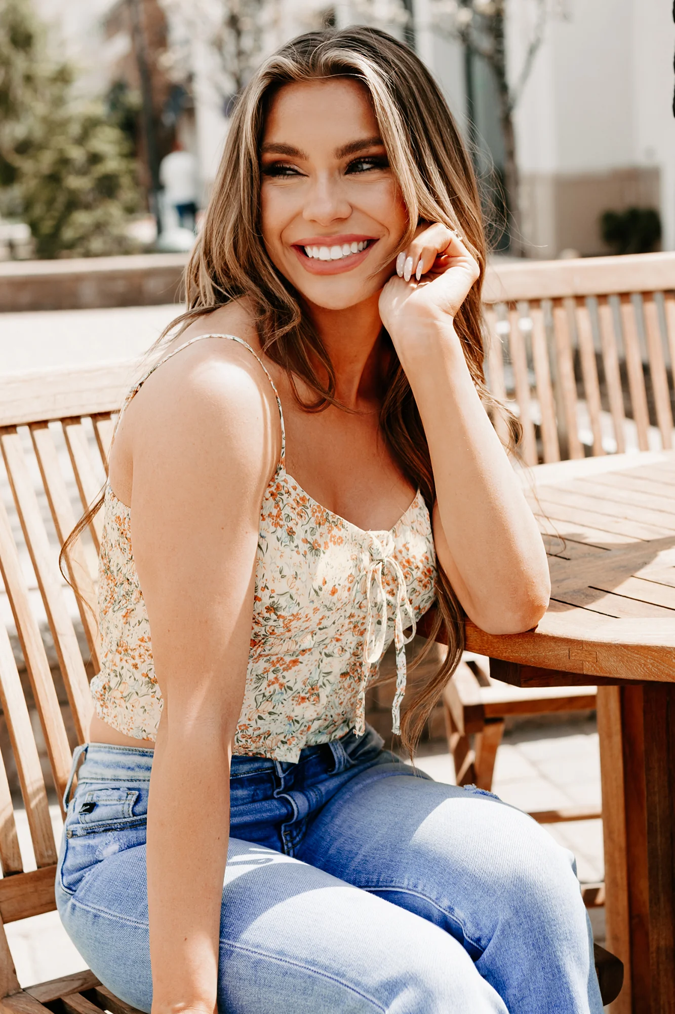 Earthy Bliss Floral Tank Top (Lemon/Orange) - Image 6