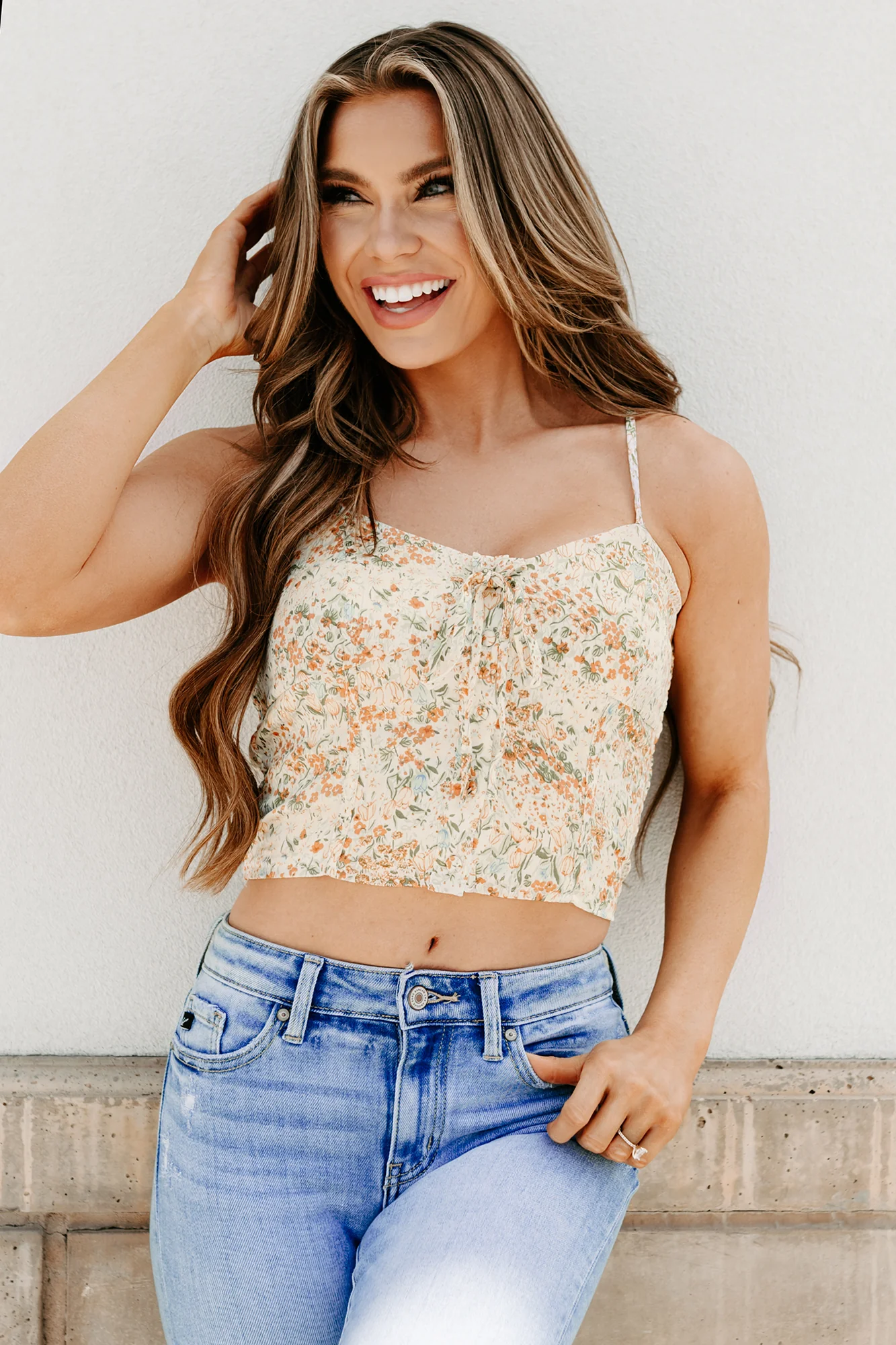 Earthy Bliss Floral Tank Top (Lemon/Orange) - Image 7