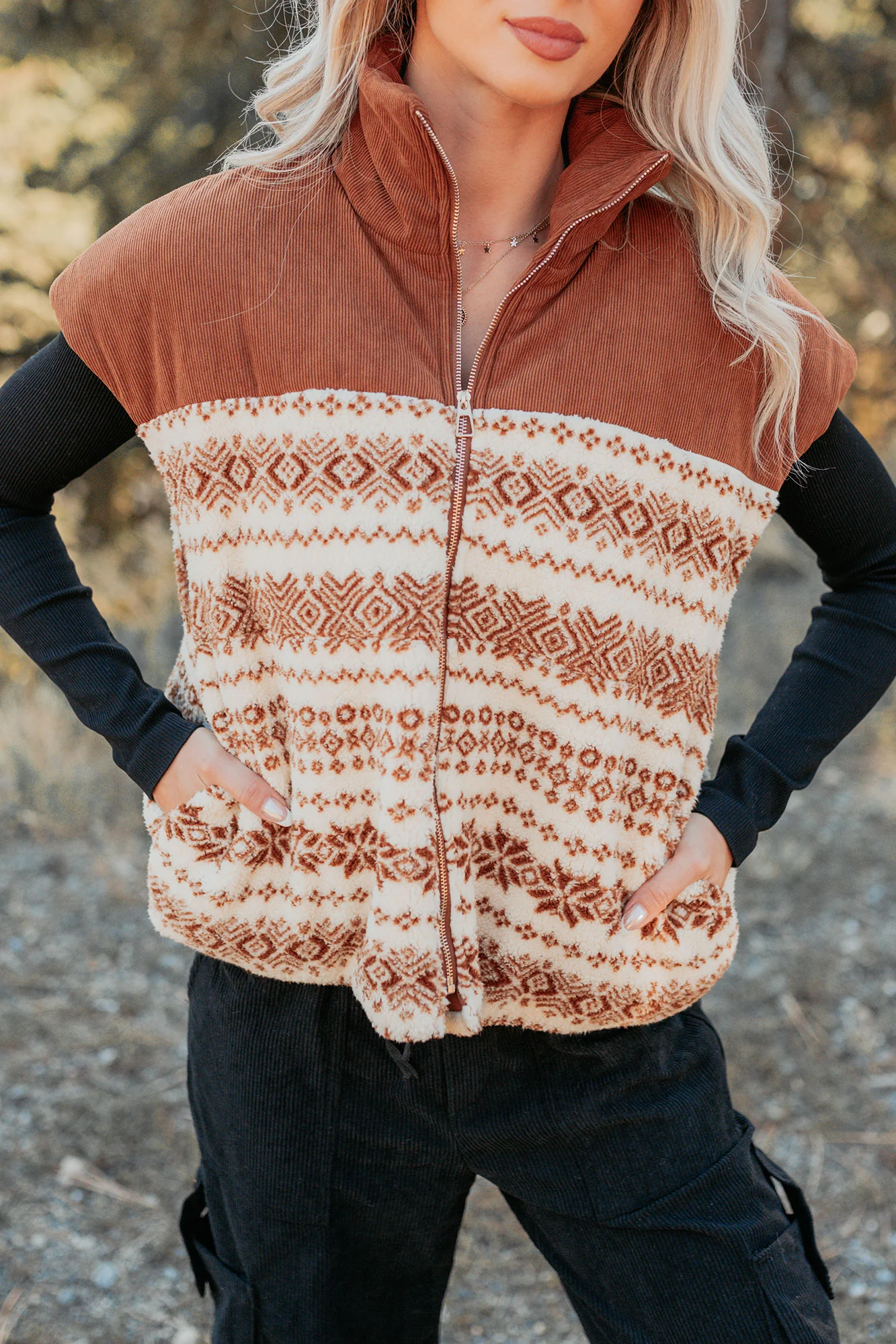 Ease & Flow Sherpa Corduroy Vest (Copper Mix) - Image 6